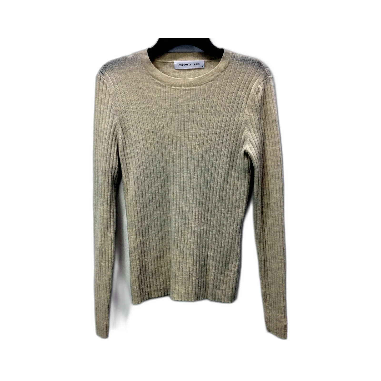 Assembly Label Womens Ribbed Knit Sweater in Cream for Size 6