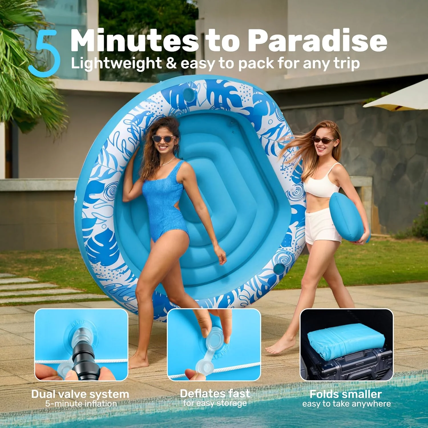 Sloosh Inflatable Pools & Water Fun Tanning Pool Lounger Float 72" x 65" NEW - Image 6