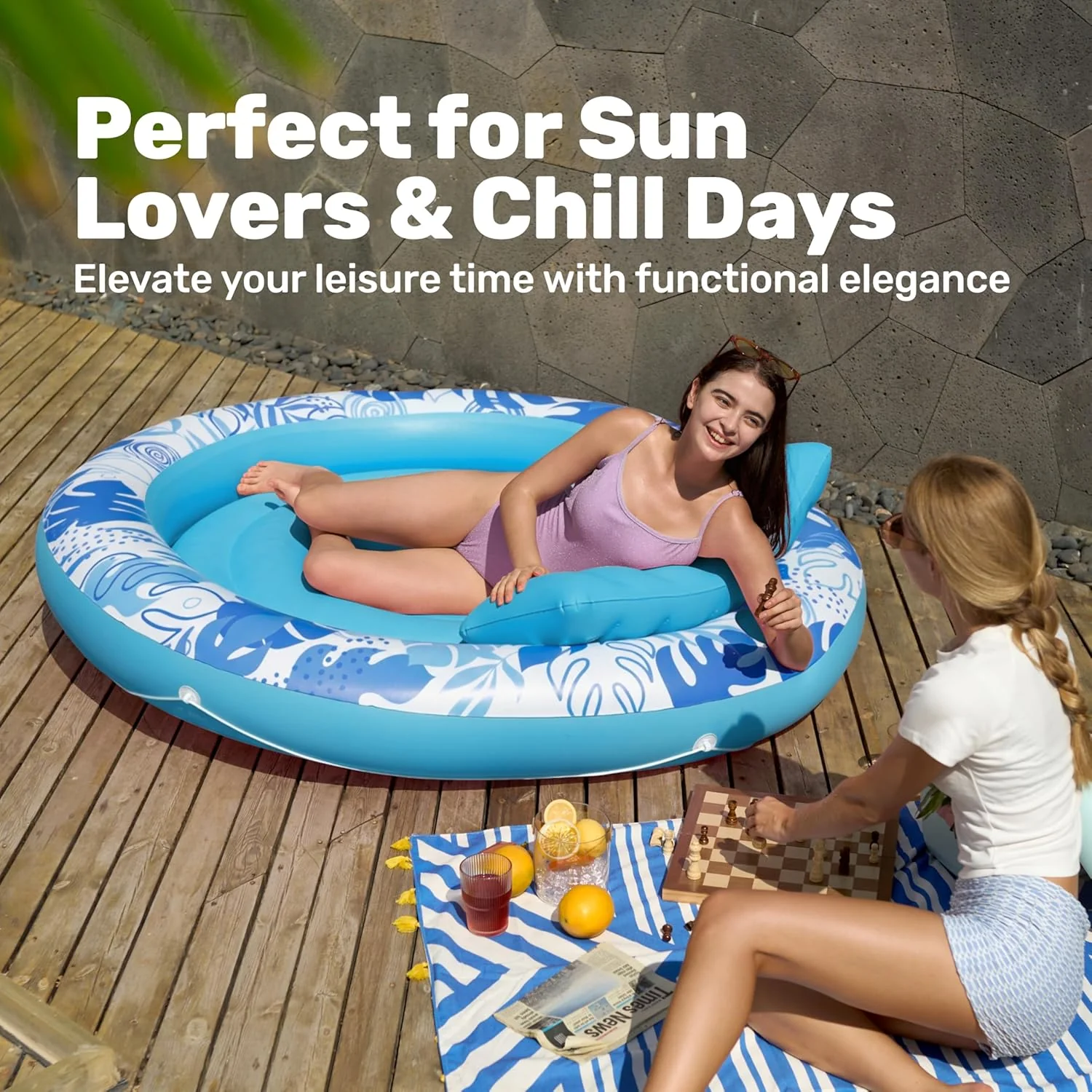 Sloosh Inflatable Pools & Water Fun Tanning Pool Lounger Float 72" x 65" NEW - Image 8