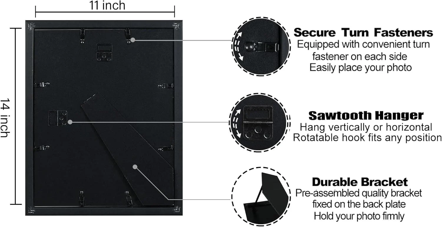 VIOLABBEY Black Wall & Tabletop Frames 11x14 Wall & Tabletop Picture Frames NEW - Image 4