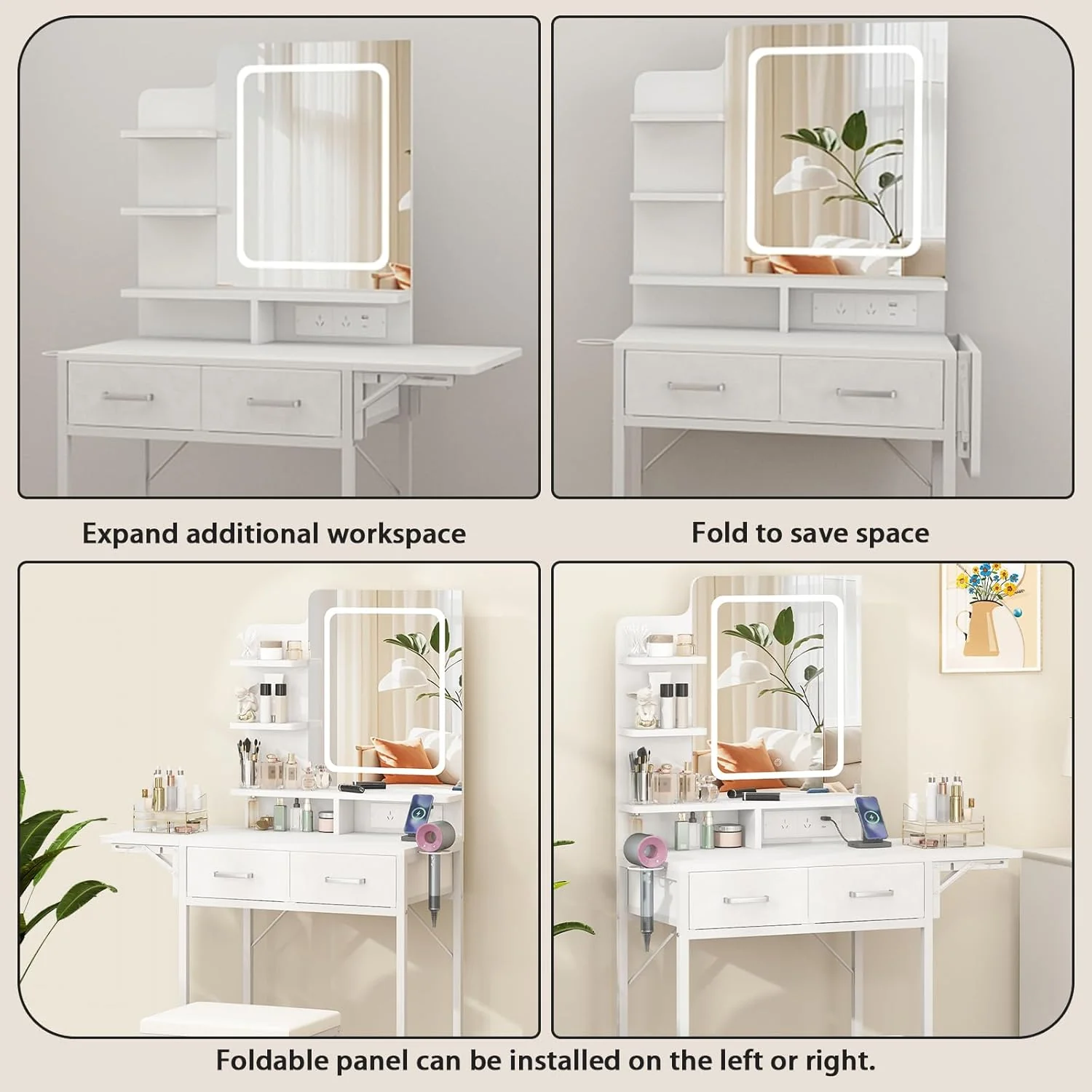 ADVWIN Dressing Dressing Tables Table with LED Lighted Mirror and Charging DEMO - Image 4