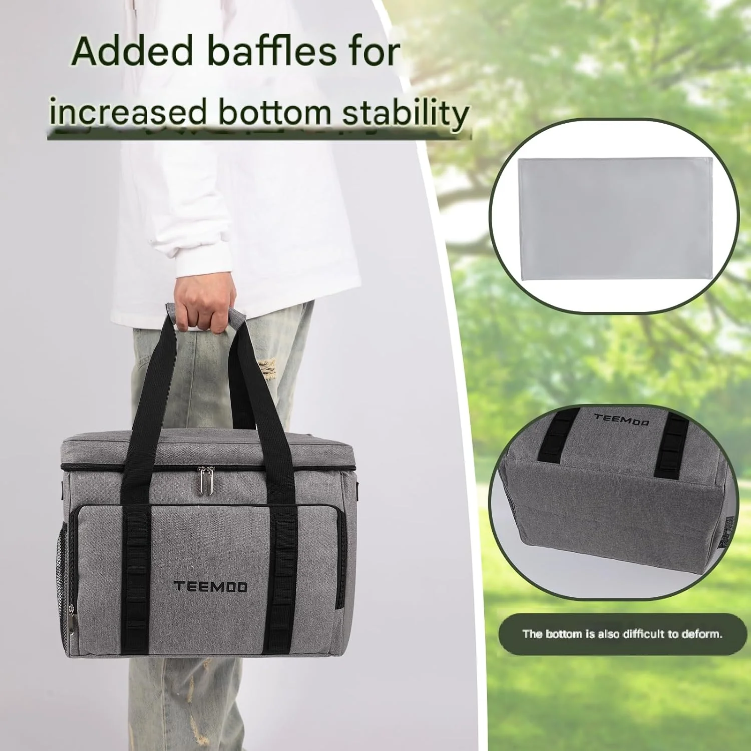 teemoo Large Soft Collapsible Cooler Bag 33L Leakproof, Portable, Grey NEW - Image 4