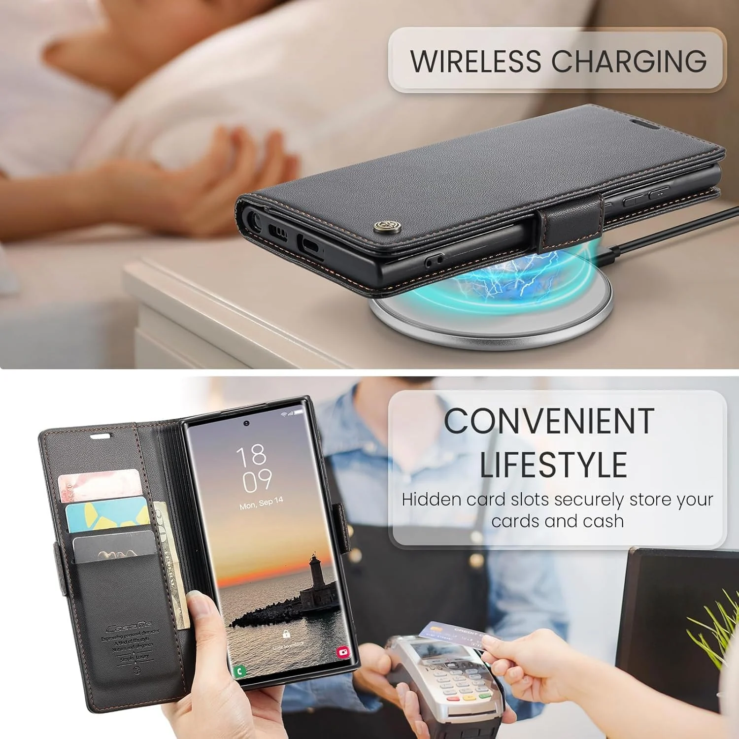 ELEPIK Flip & Wallet Case for Galaxy S22 Ultra with Card Holder Kickstand NEW - Image 4