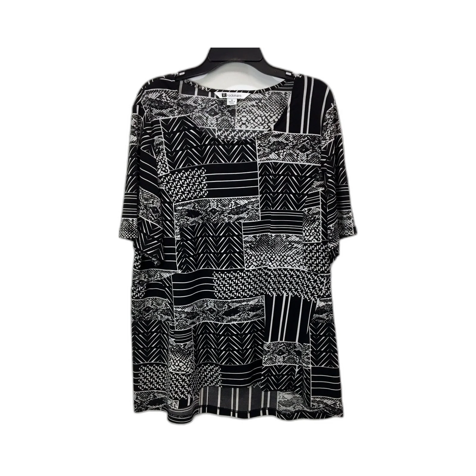 Rockmans Womens Blouse shirt Patterned Shirt Black Sz M