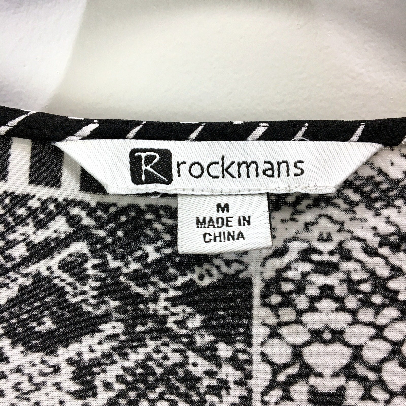 Rockmans Womens Blouse shirt Patterned Shirt Black Sz M - Image 4