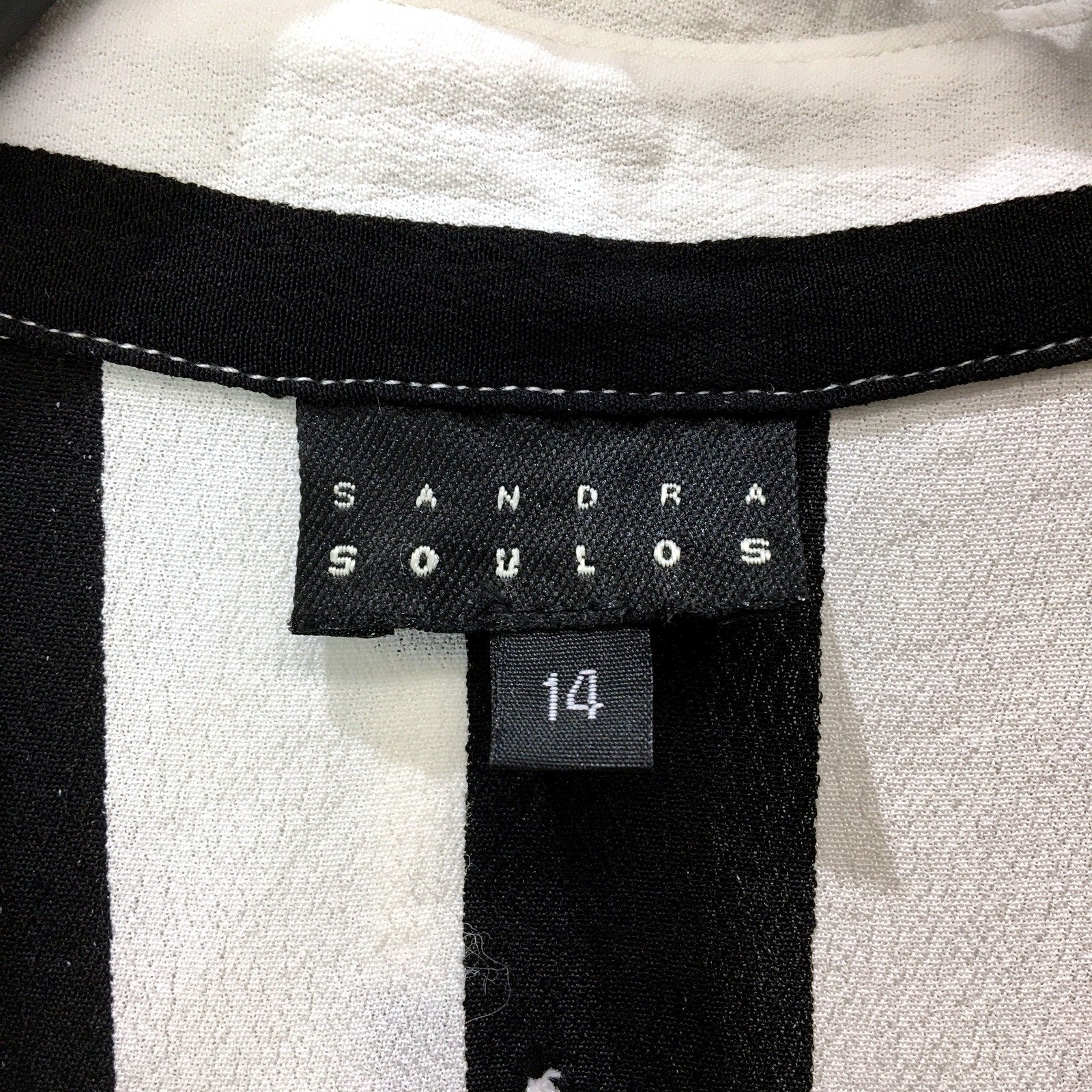 Sandra Soulos Womens Button-Down Shirt Black and White Striped Size 14 - Image 5
