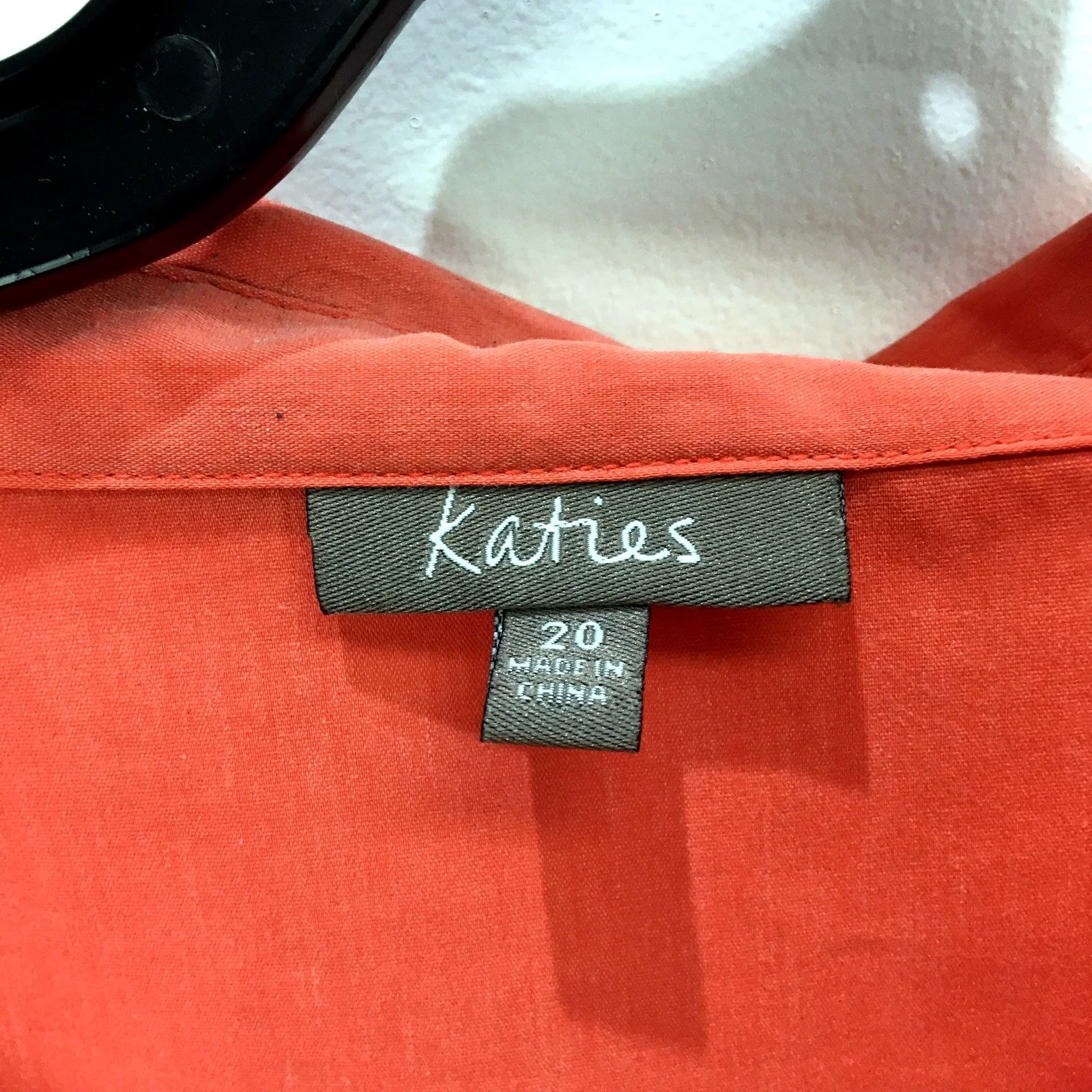 Katies Womens Button-Down Blouse Short Sleeve Cotton Red Size 20 - Image 4