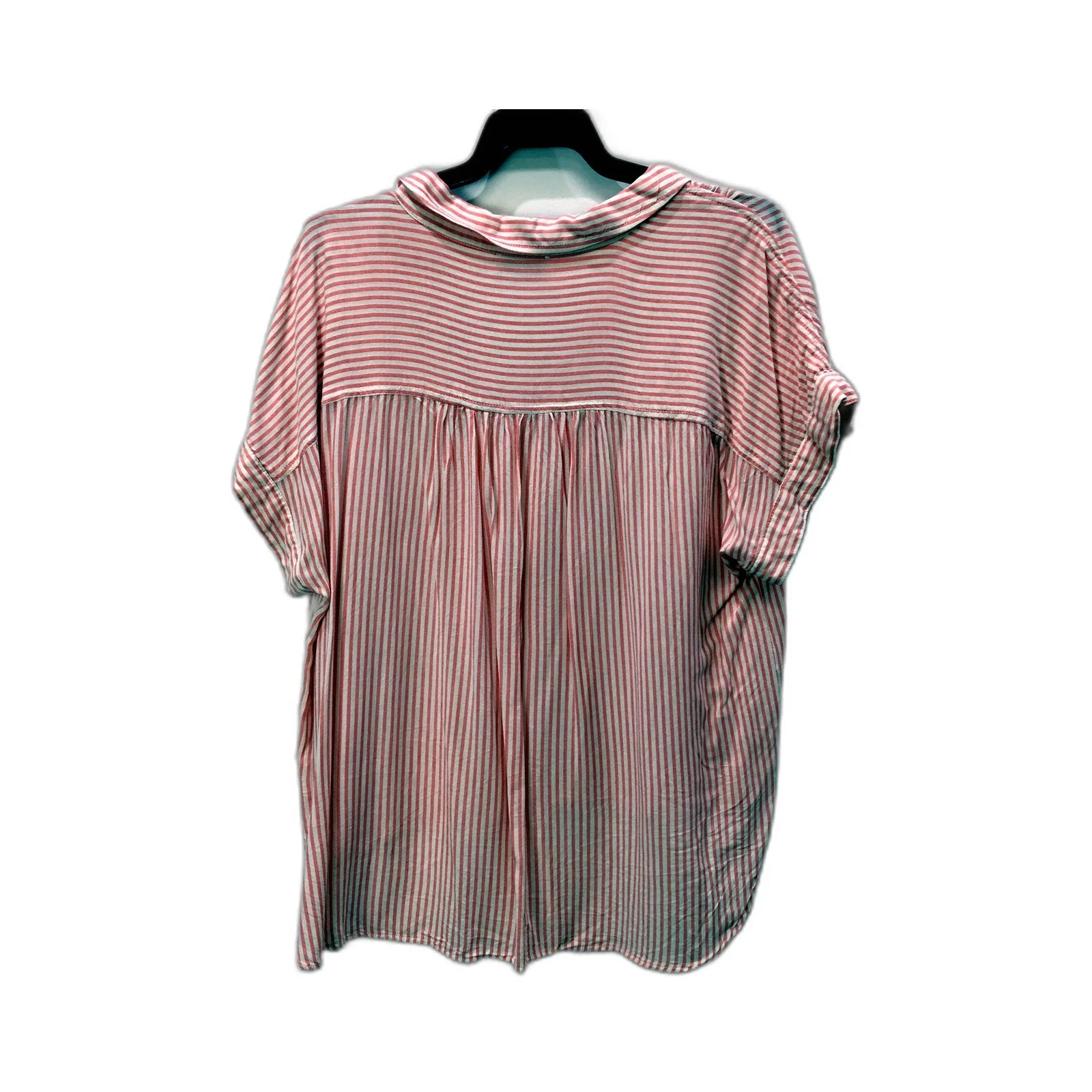 Grab Womens Striped Button-Down Shirt Red and White Short Sleeve Sz 16 - Image 2