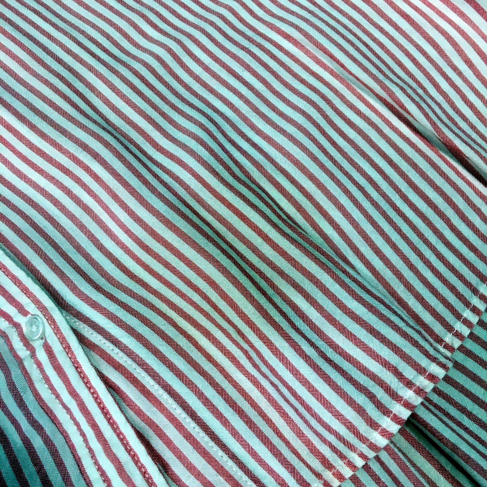 Grab Womens Striped Button-Down Shirt Red and White Short Sleeve Sz 16 - Image 5