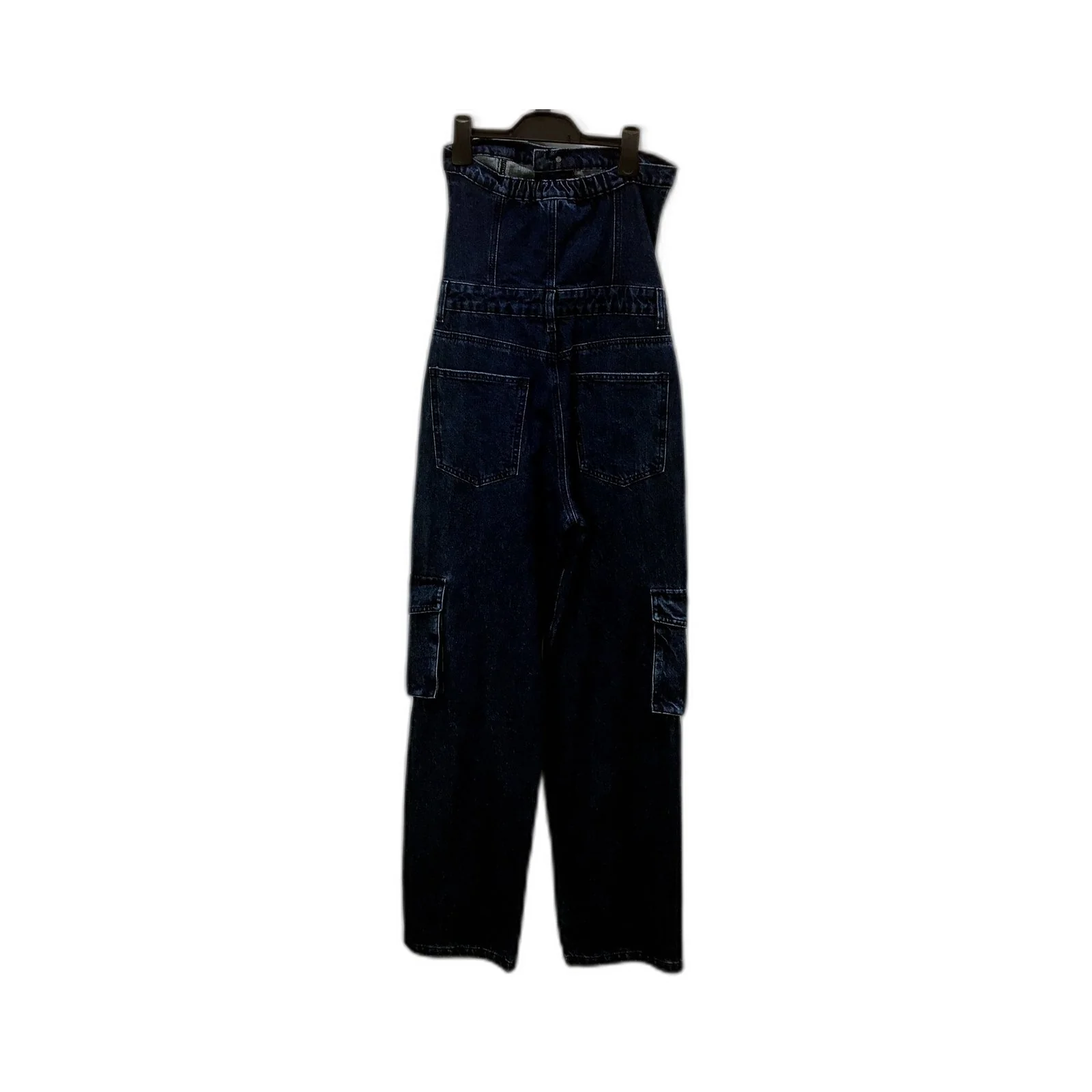 Insight Womens Denim Cargo Overalls Dark Blue Utility Pants Size S NEW - Image 2