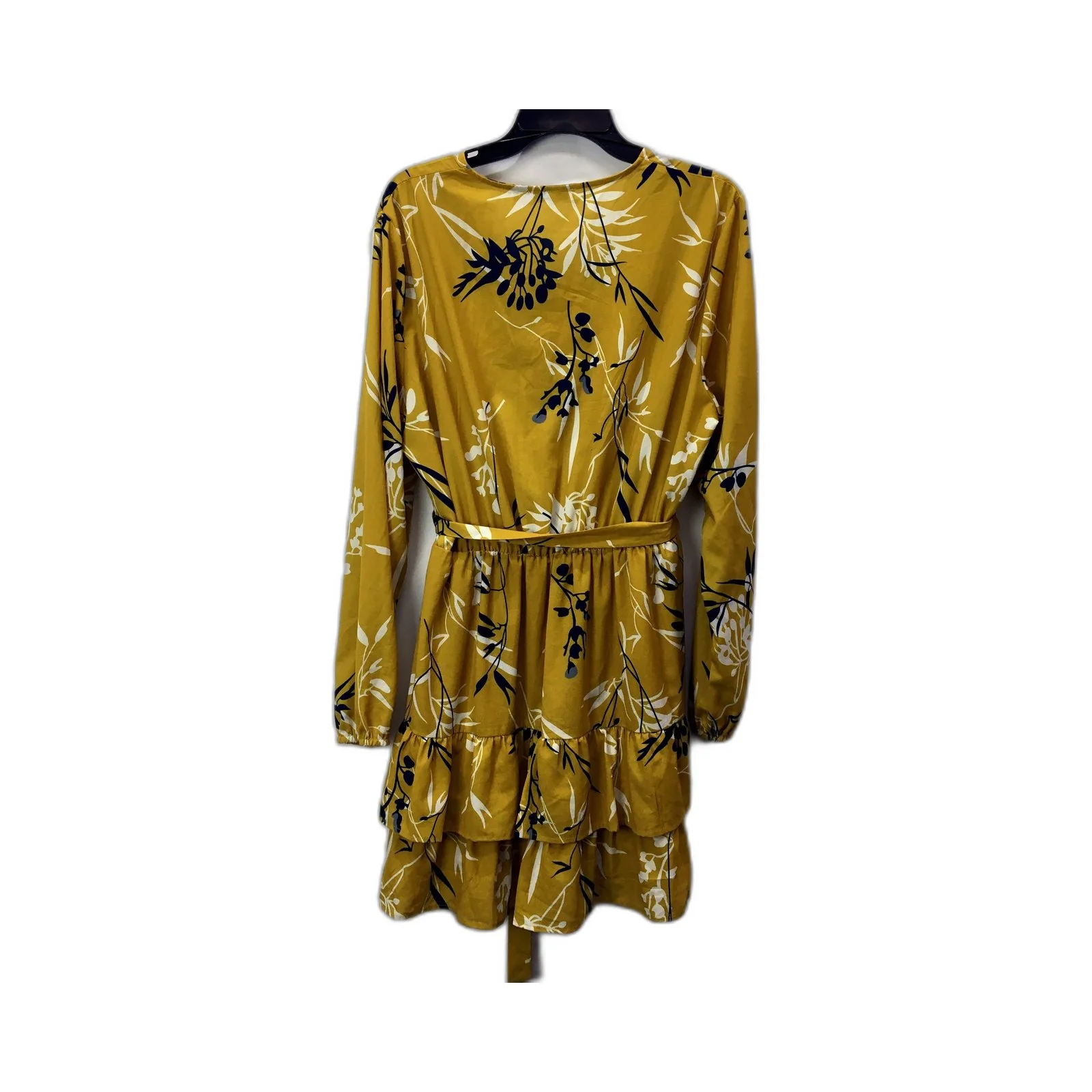 Corraine Womens Floral Print Belted Dress Navy Blue and Yellow Size 16 - Image 2