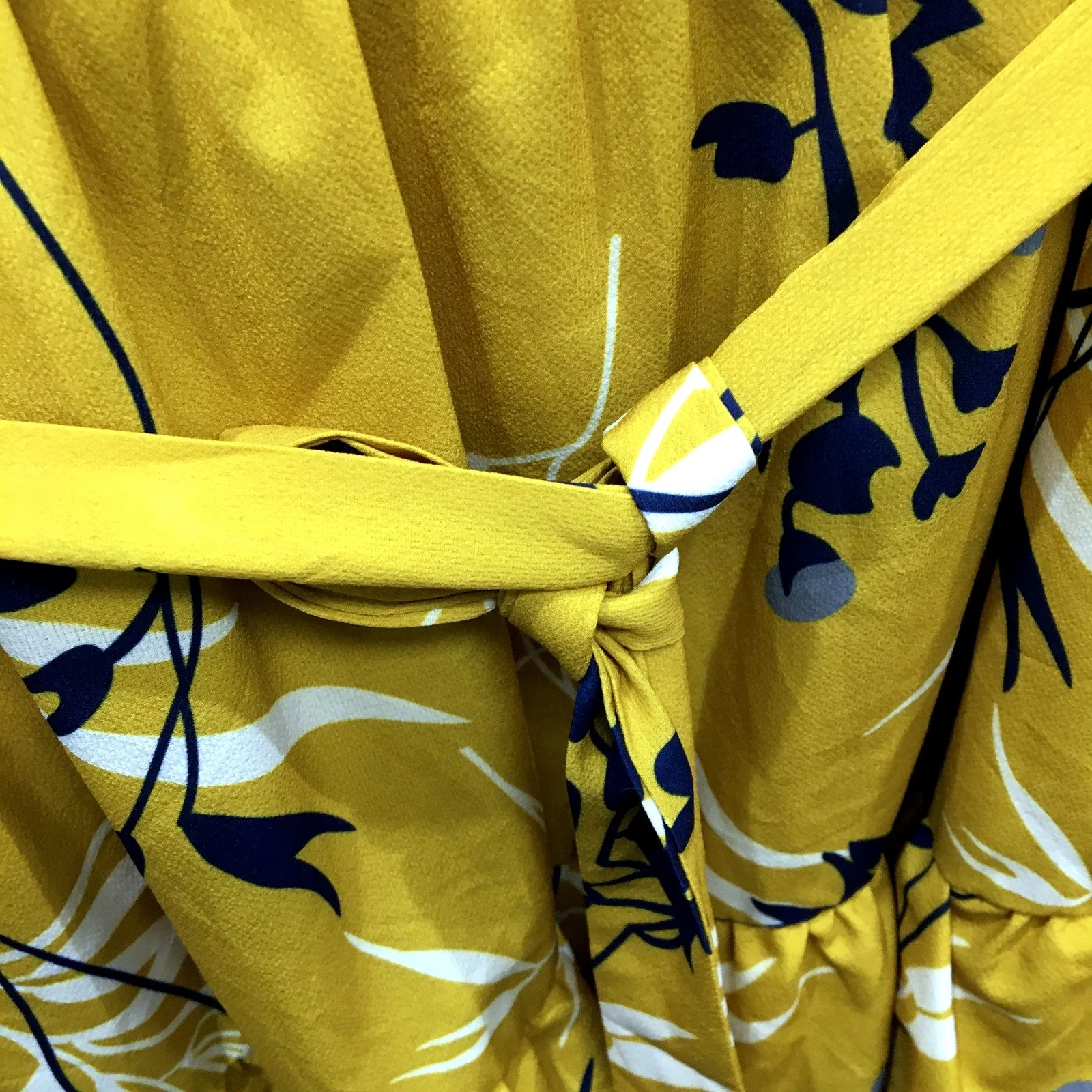Corraine Womens Floral Print Belted Dress Navy Blue and Yellow Size 16 - Image 4