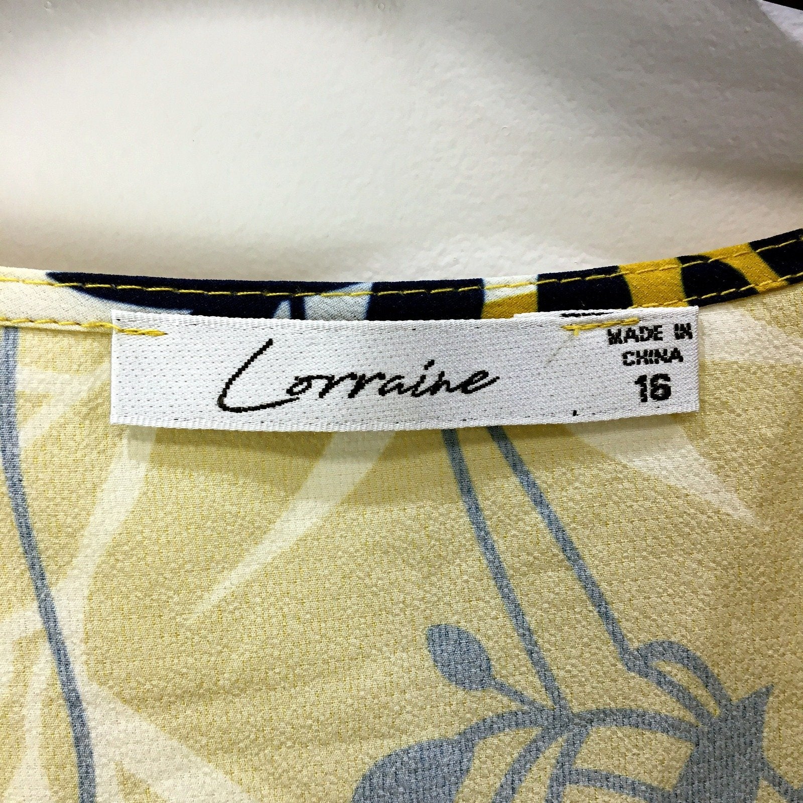 Corraine Womens Floral Print Belted Dress Navy Blue and Yellow Size 16 - Image 5