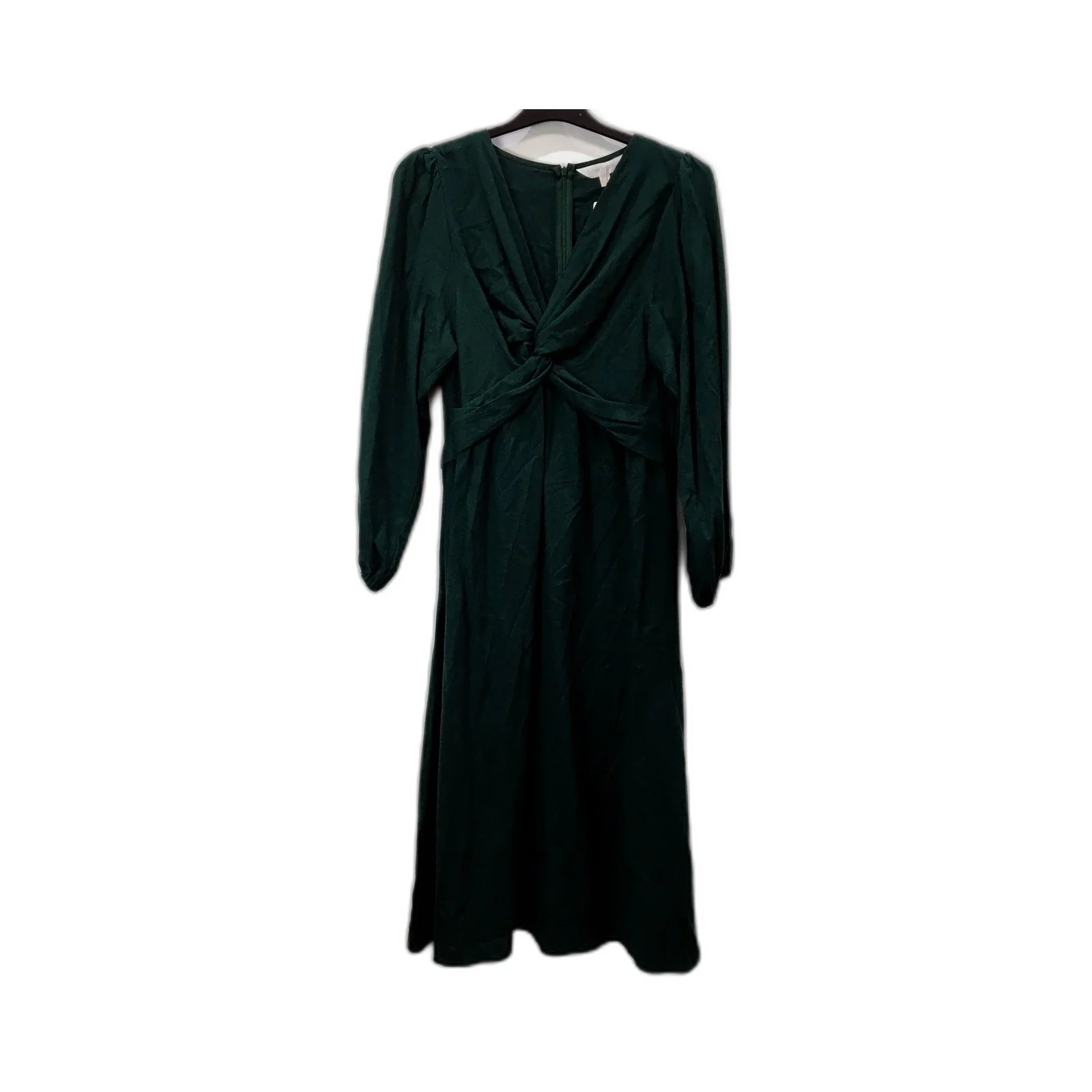 Sunny Girl Womens Twist Front Midi Dress in Dark Green, Size 12 NEW