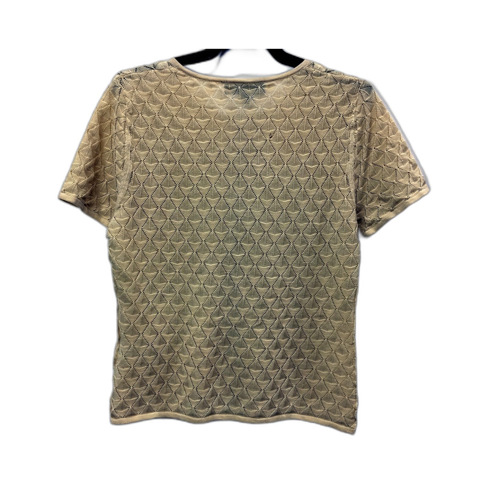 Zara Womens Beige Pullover Sweater with Scallop Pattern and Zipper - Size L