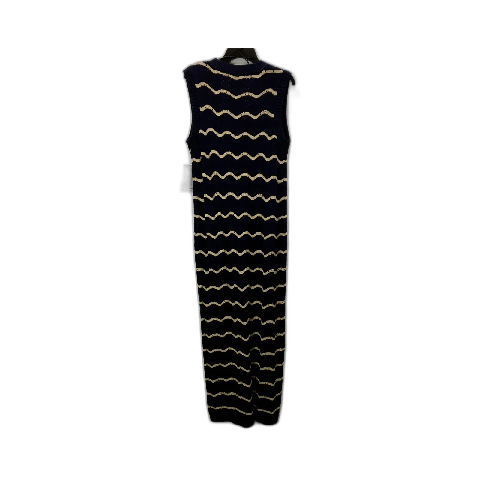 Grab Denim Womens Knit Dress Navy and Beige Wave Pattern Cotton Size S NEW - Image 2