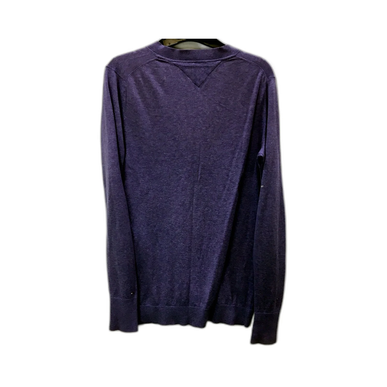 Women's Tommy Hilfiger Purple V-Neck Pullover Sweatshirt in Size Small - Image 2