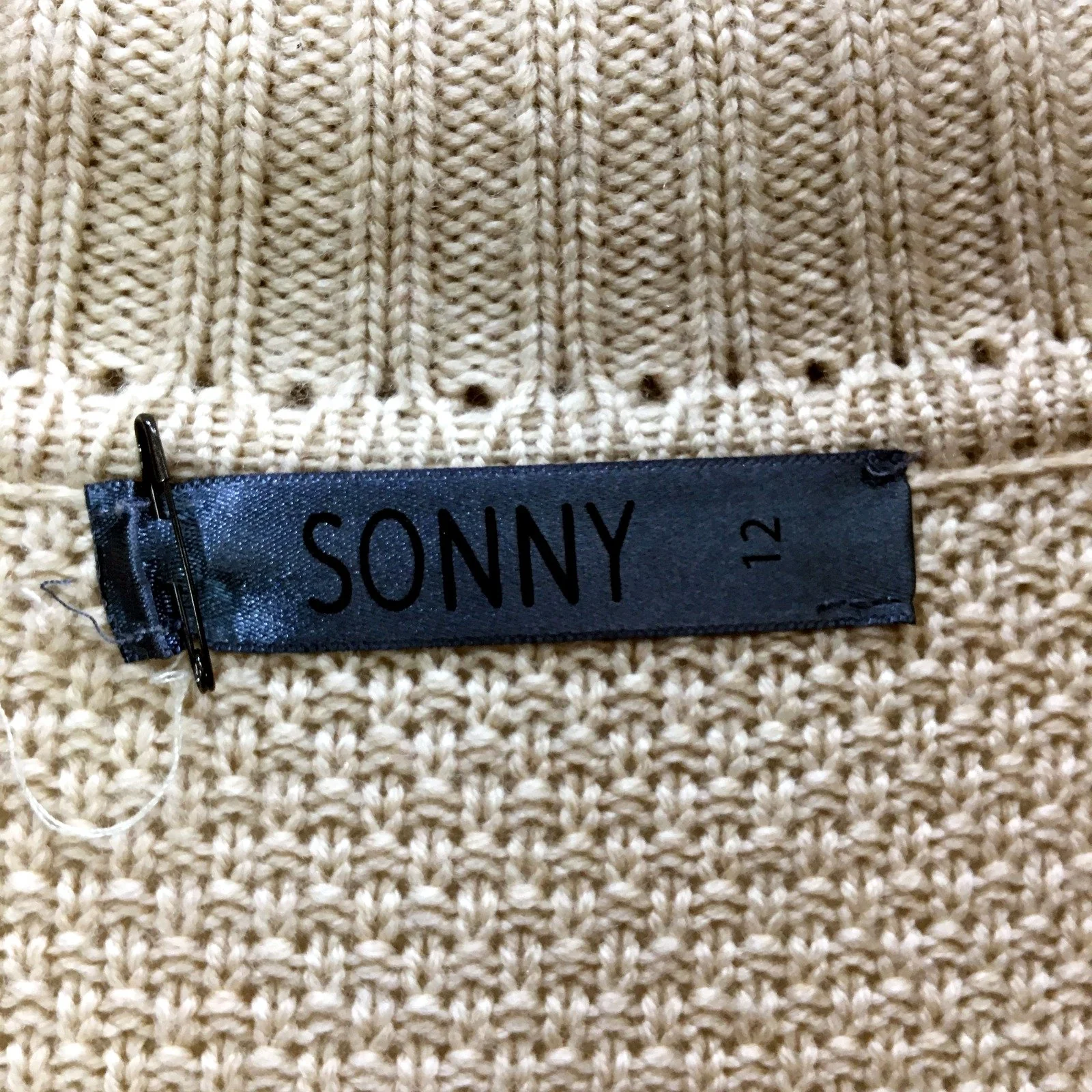 Sonny Womens Beige Cable Knit Button Down Cardigan Sweater Size 12 - Image 5