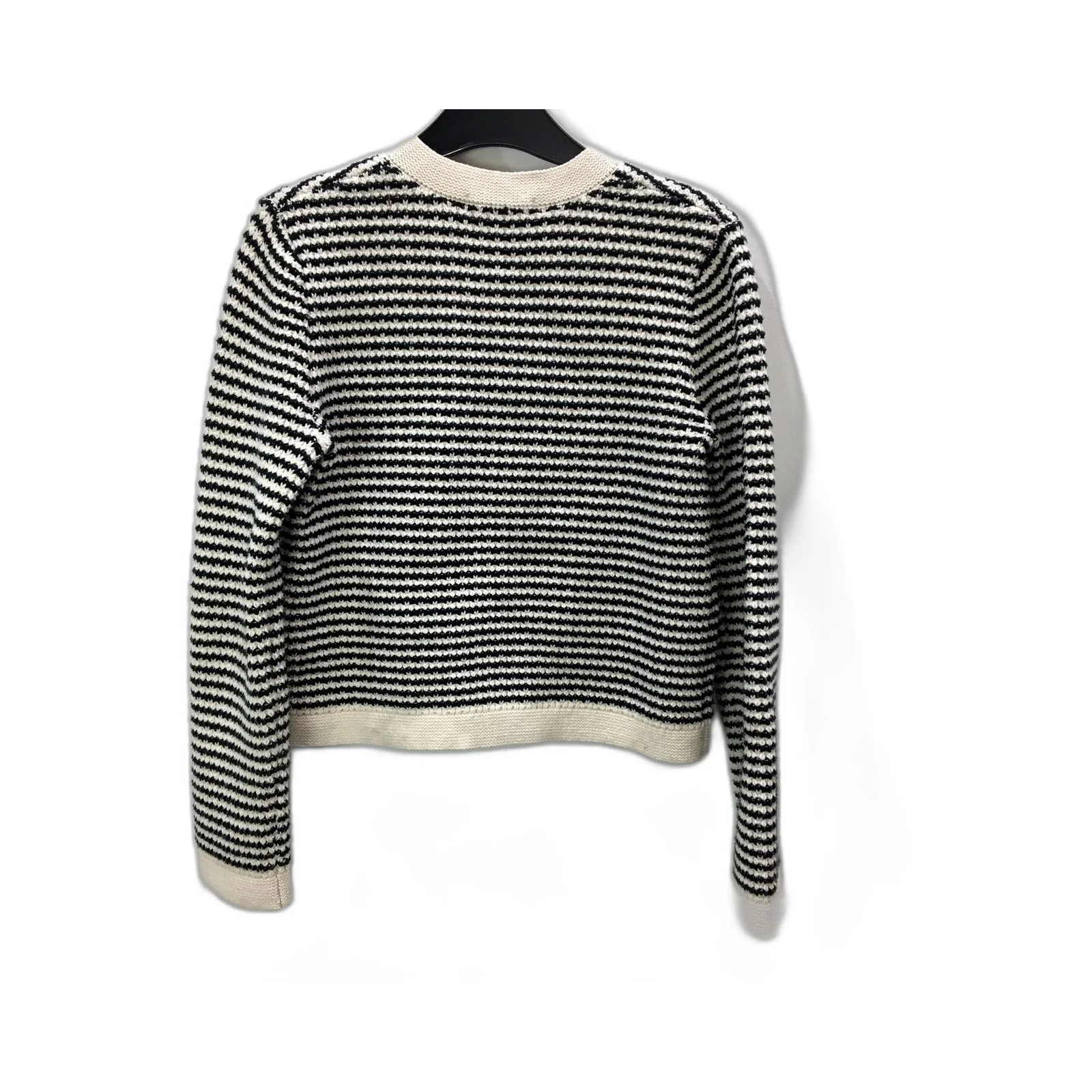UNIQLO Womens Striped Cardigan Sweater in Black and Beige, XS Size - Image 2