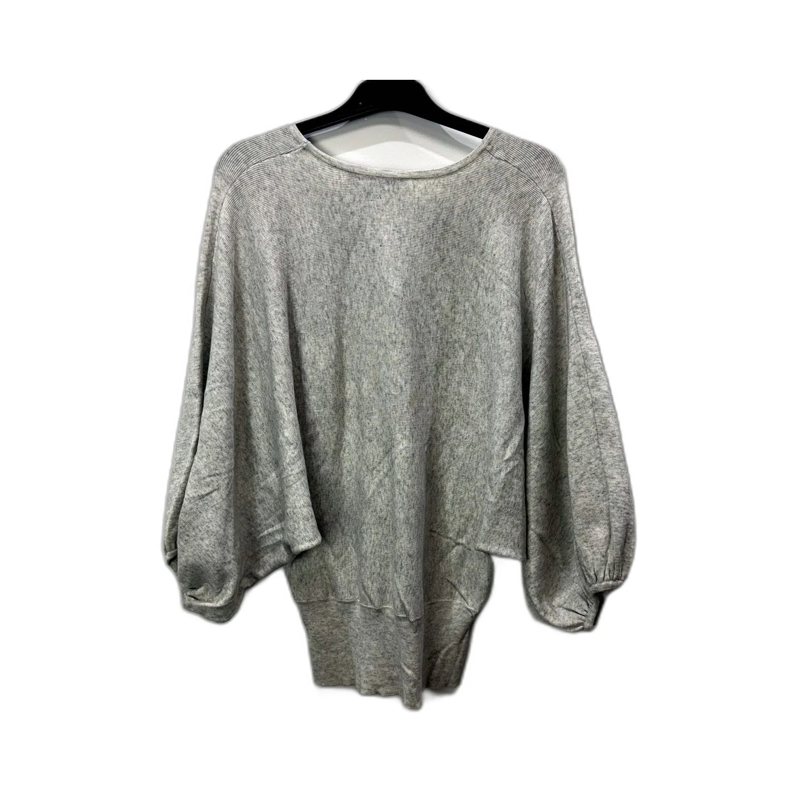 Deciuba Womens Ribbed Knit Pullover Sweater Gray Puff Sleeve Size Small - Image 2