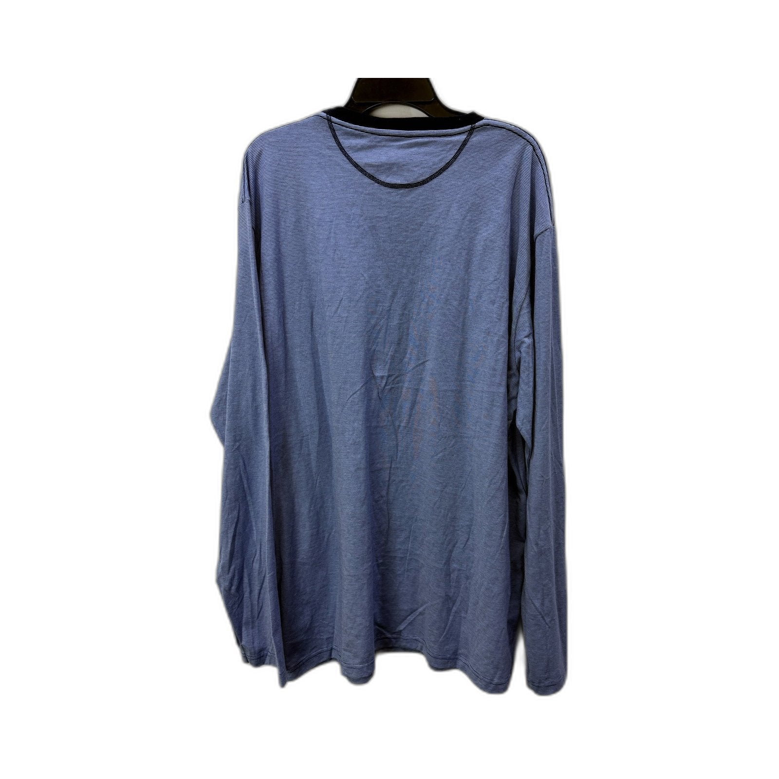Ammann Mens Long Sleeve Blue Striped Cotton T-Shirt, Size L - Image 2