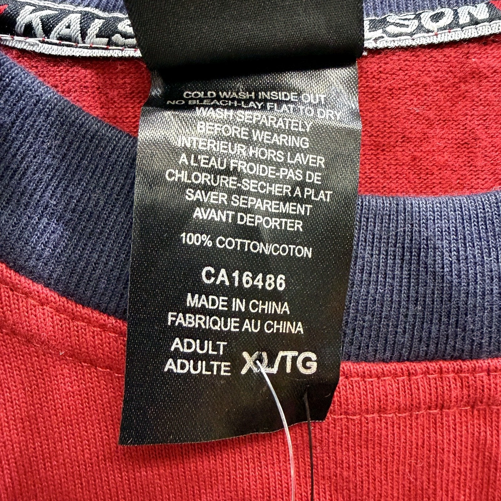 Kalson Mens Pullover Sweatshirt in Red and Navy Blue, 100% Cotton, XL NEW - Image 5