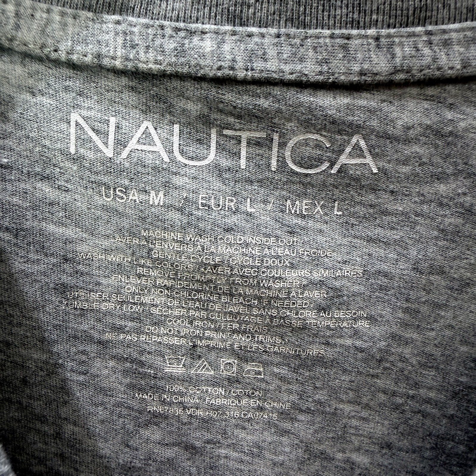 Nautica Mens Gray Cotton T-Shirt for Casual Everyday Wear, Size M - Image 3