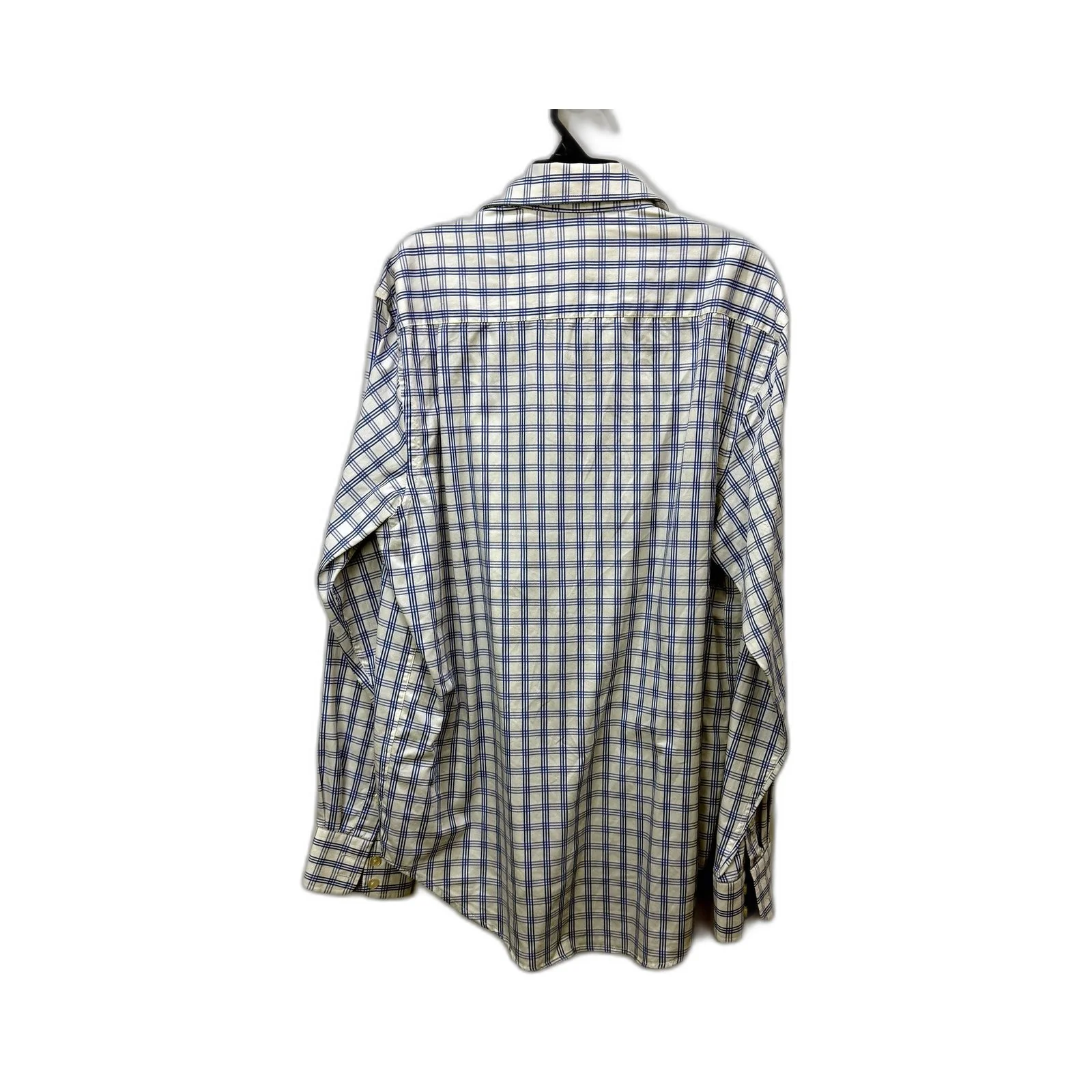 RB Sellars Mens Button-Down Plaid Shirt White and Blue Cotton Long Sleeve Size L - Image 2