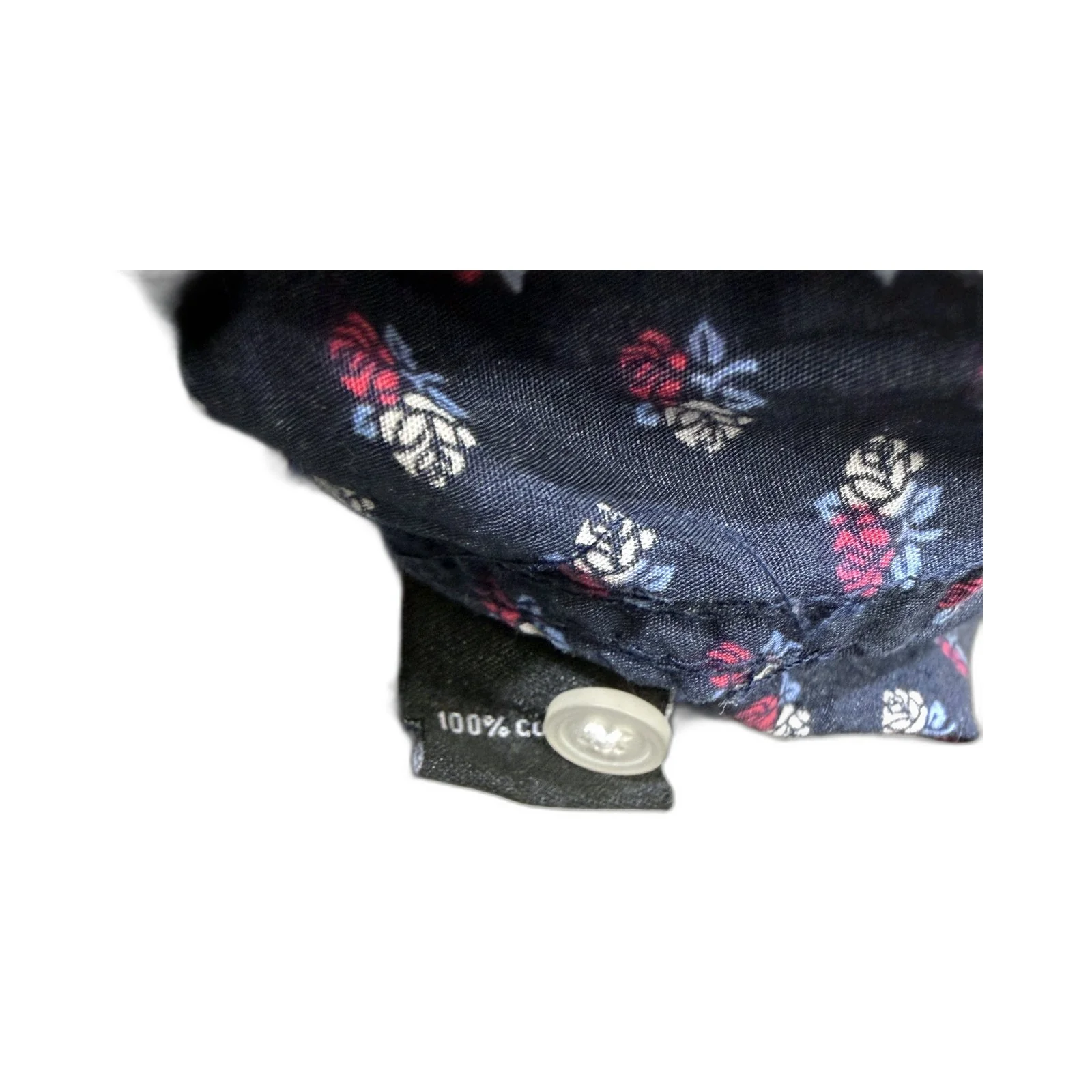 RDX Mens Button-Down Shirt Navy Blue Floral Print Short Sleeve Cotton Size S - Image 2