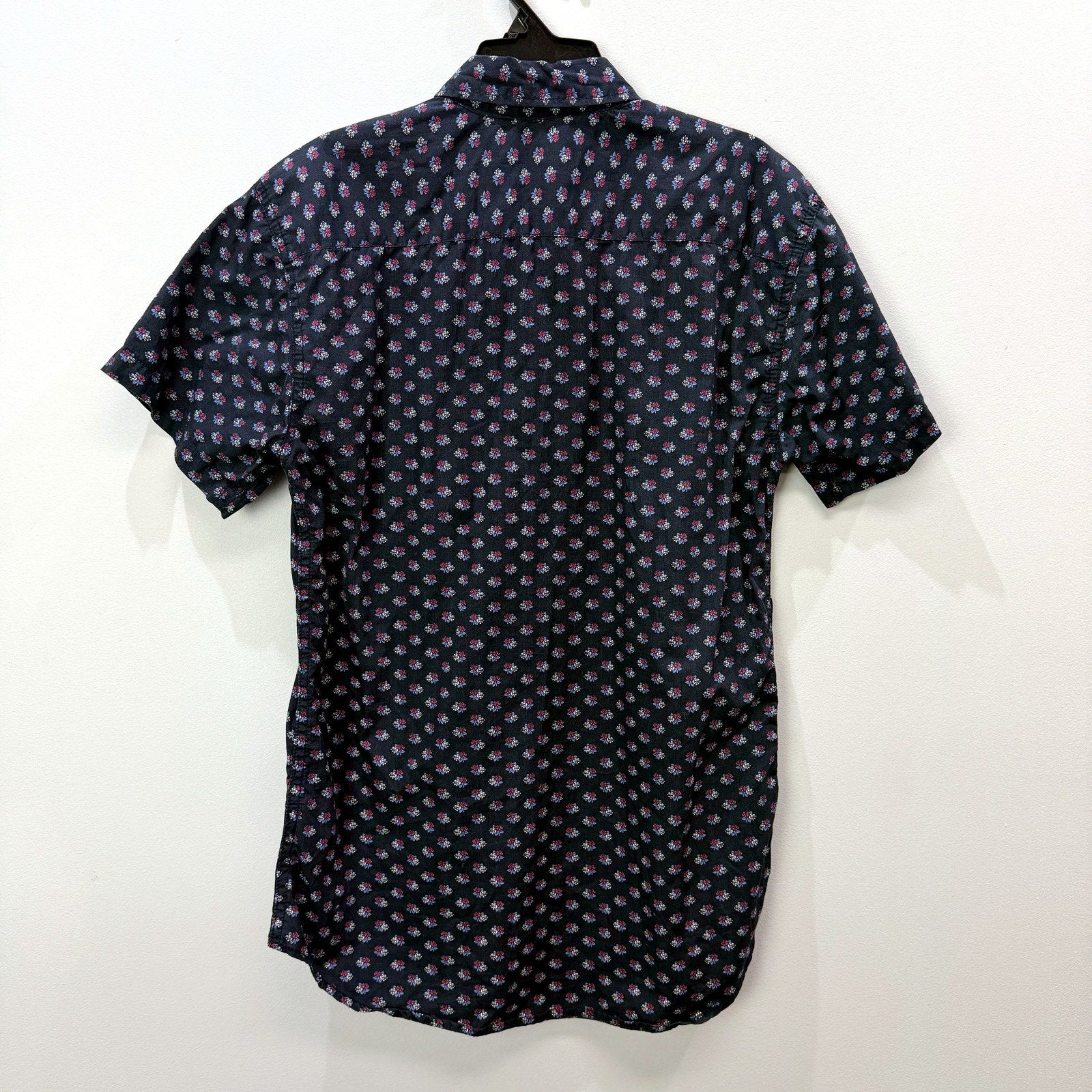 RDX Mens Button-Down Shirt Navy Blue Floral Print Short Sleeve Cotton Size S - Image 3