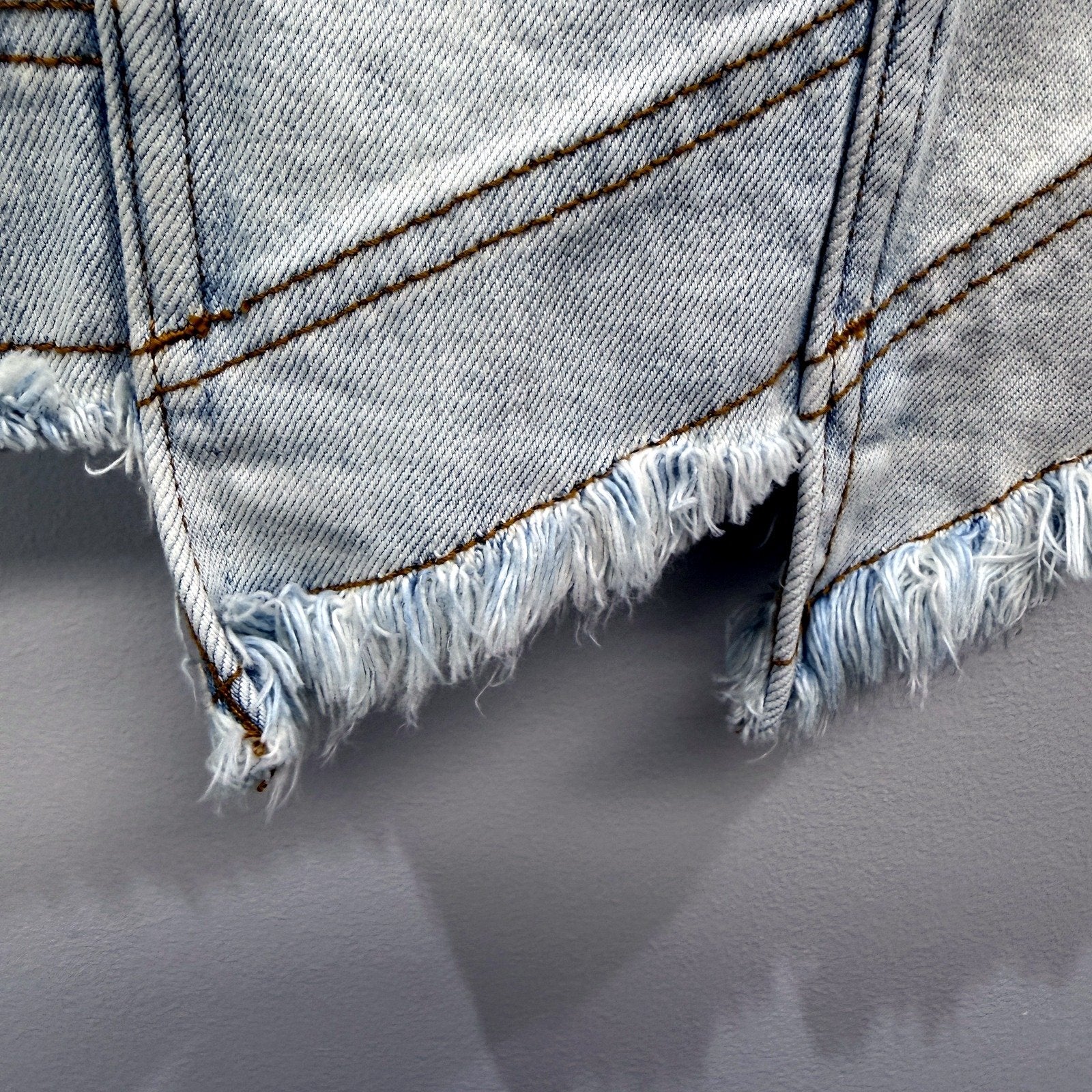 Aje Womens Denim Mini Skirt Light Blue Frayed Hem Button Front Size 10 - Image 4