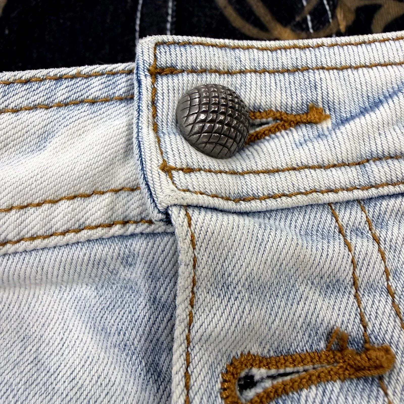 Aje Womens Denim Mini Skirt Light Blue Frayed Hem Button Front Size 10 - Image 6