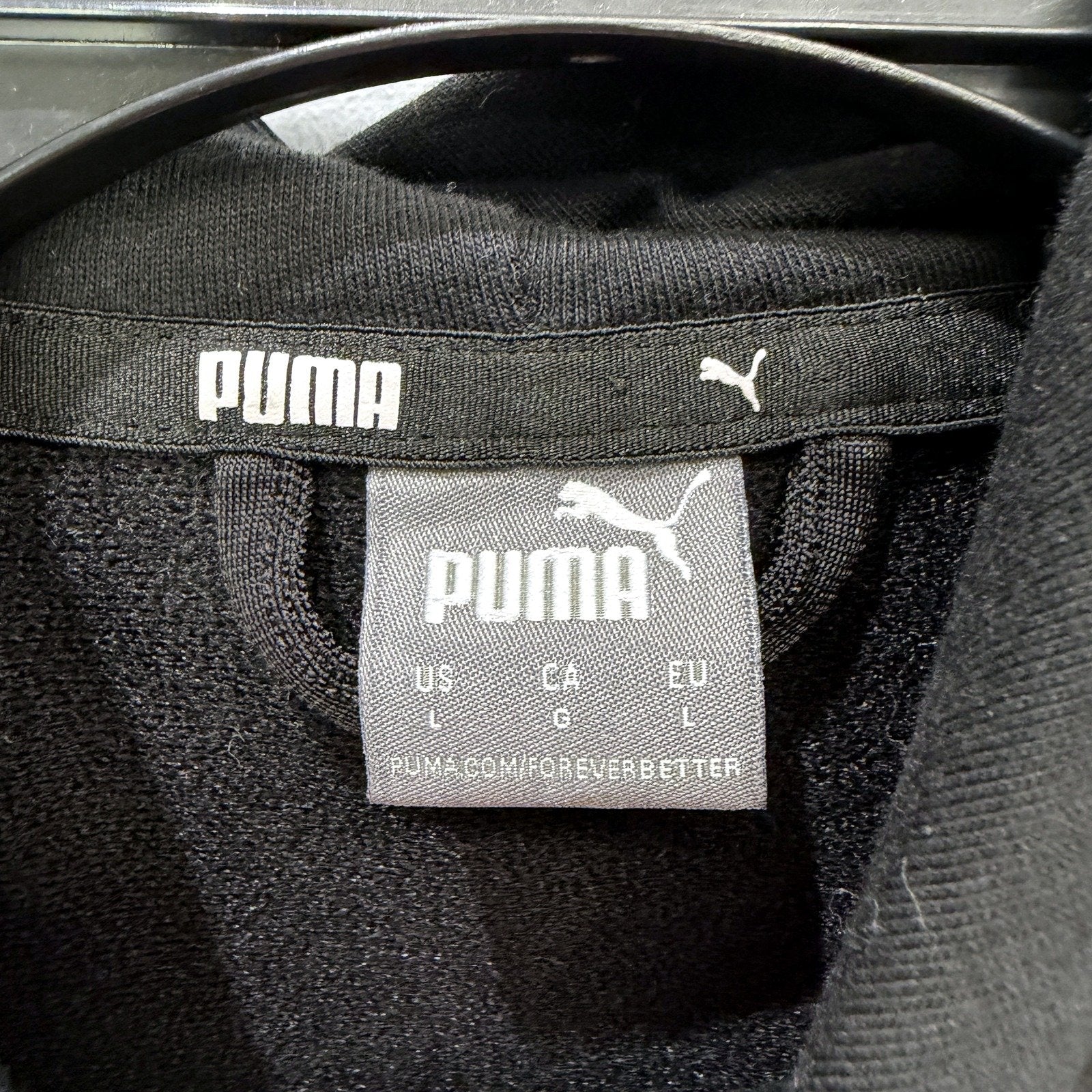 Puma Kids Comfortable Unisex Black Zip-Up Hoodie Sweatshirt Size L - Image 5