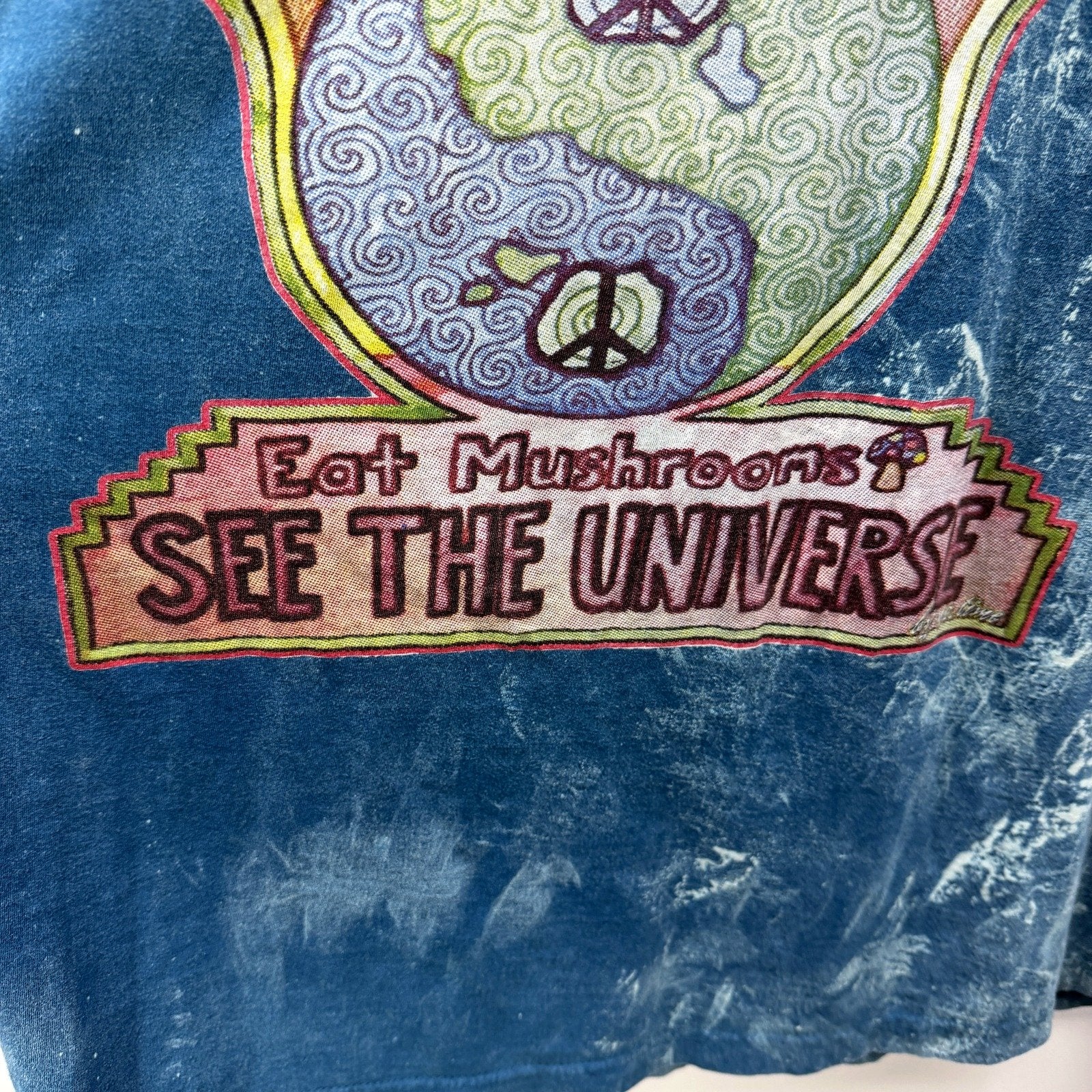 No Time Mens Vintage Style Tank Top Psychedelic Mushroom Print Blue Size L - Image 4