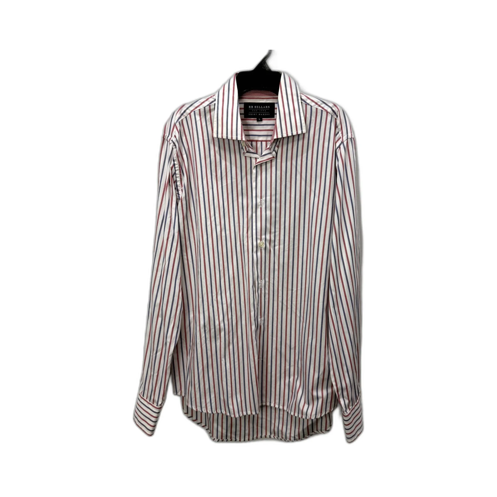 RB Sellars Mens Striped Dress Shirt Cotton Long Sleeve Collared Multi Color SZ L