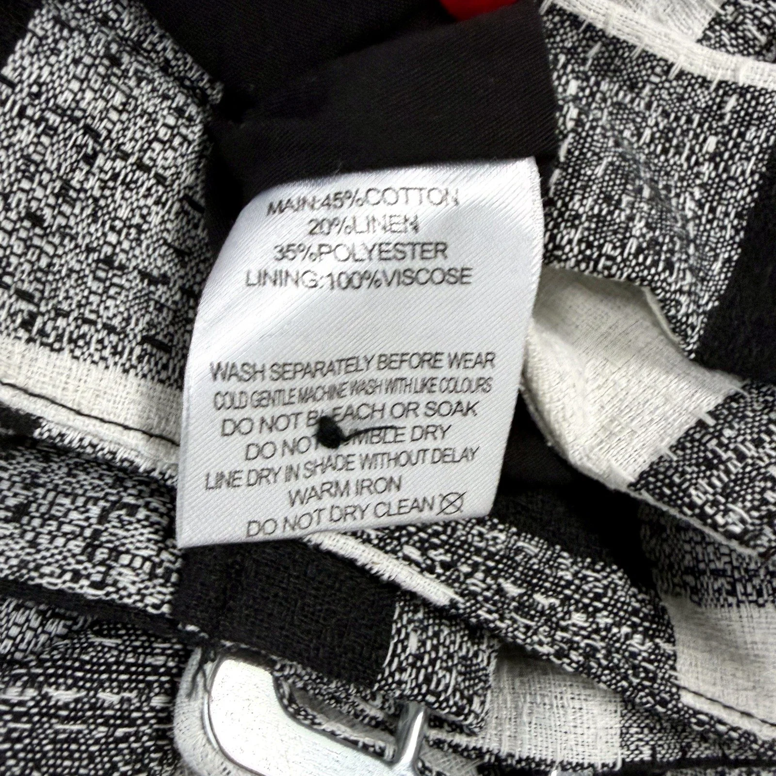 Atmos & Here Womens Plaid Pants in Black and White Checkered, Size 16 - Image 4
