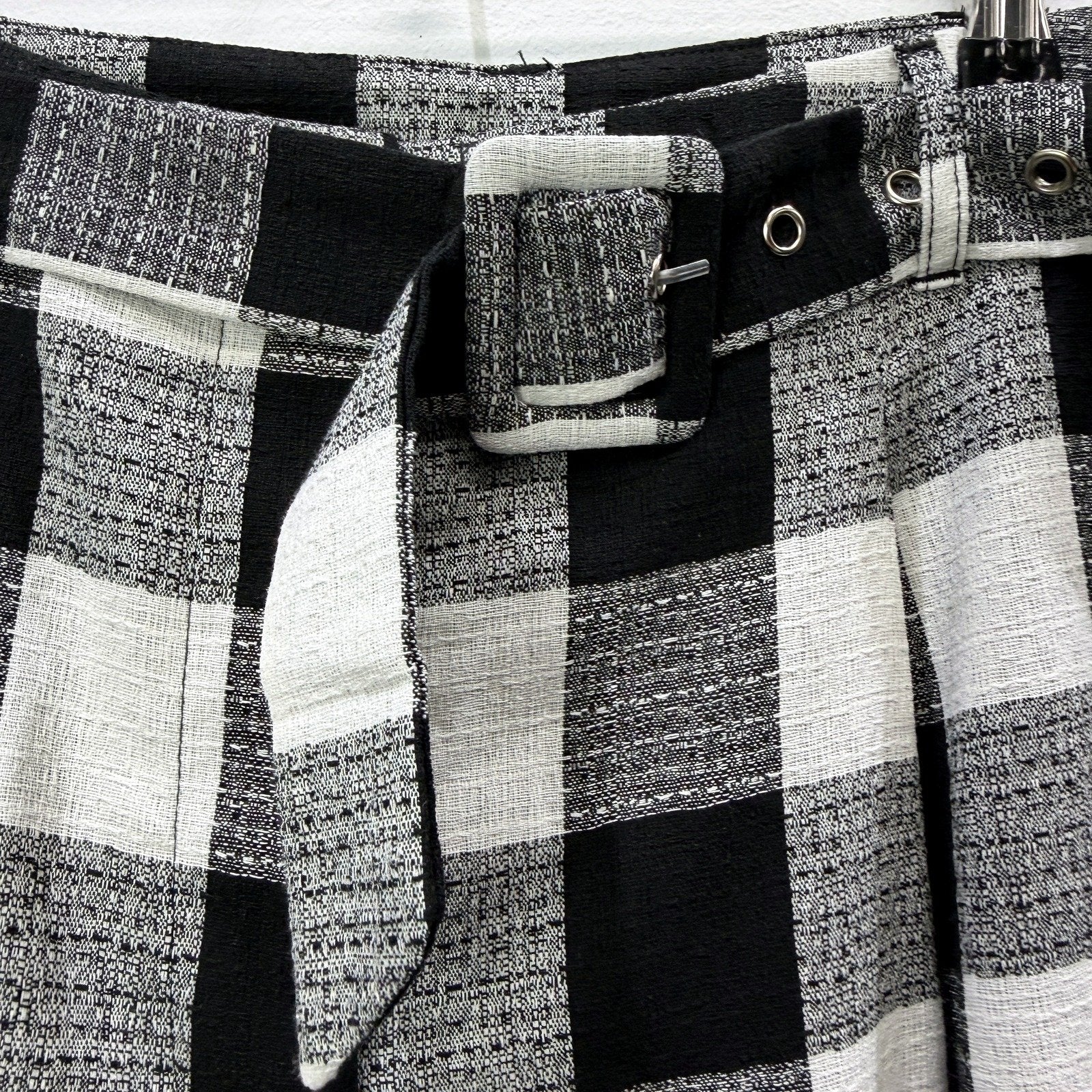 Atmos & Here Womens Plaid Pants in Black and White Checkered, Size 16 - Image 5