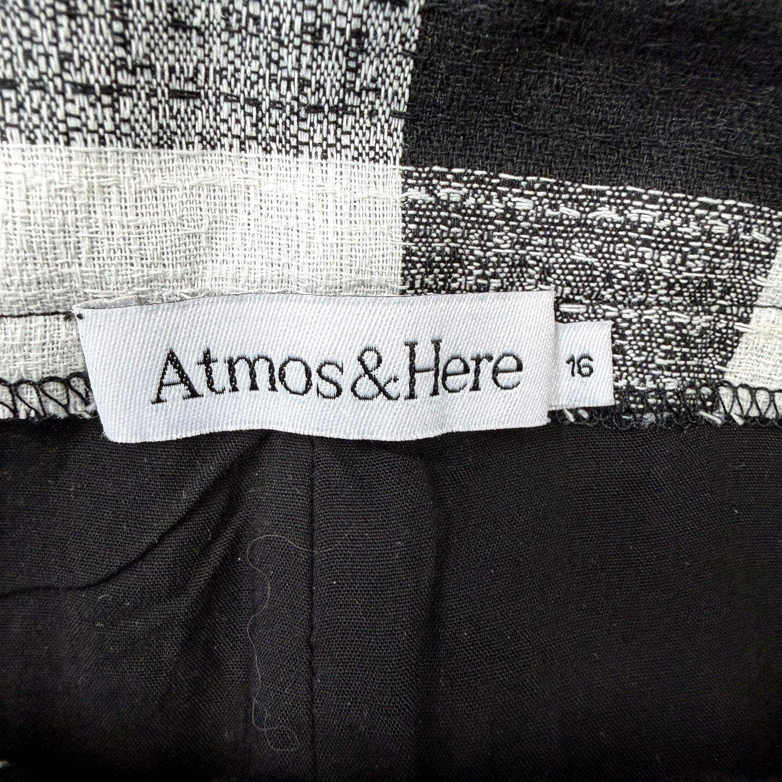Atmos & Here Womens Plaid Pants in Black and White Checkered, Size 16 - Image 6