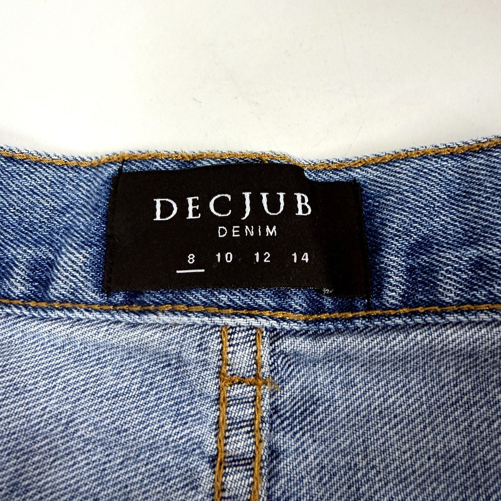 Decjub Womens Distressed Denim Skirt with Frayed Hem in Blue, Size 8 - Image 3