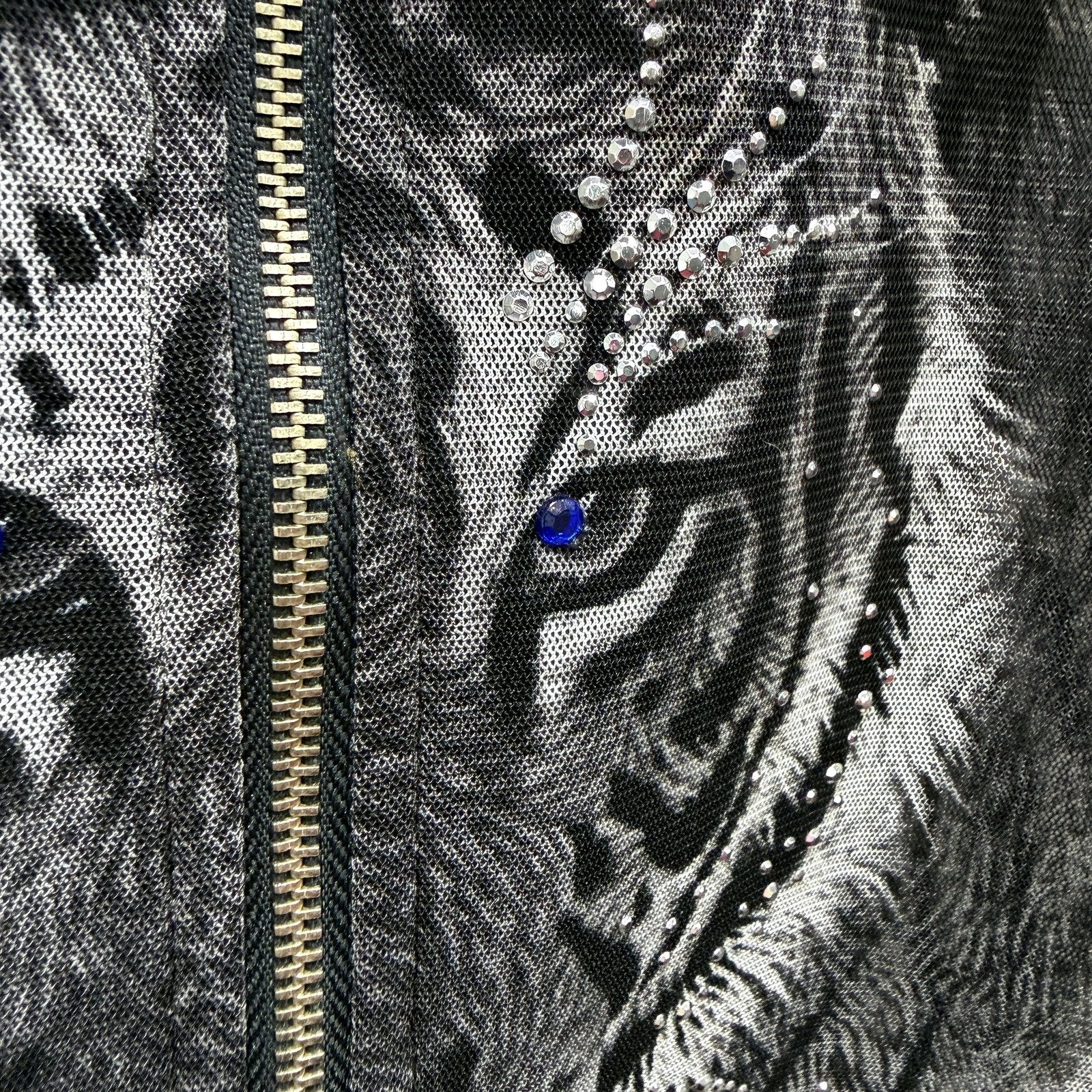 Youlim Design Womens Zip-Up Jacket Grey/Brown Tiger Print Polyester Size Small - Image 5