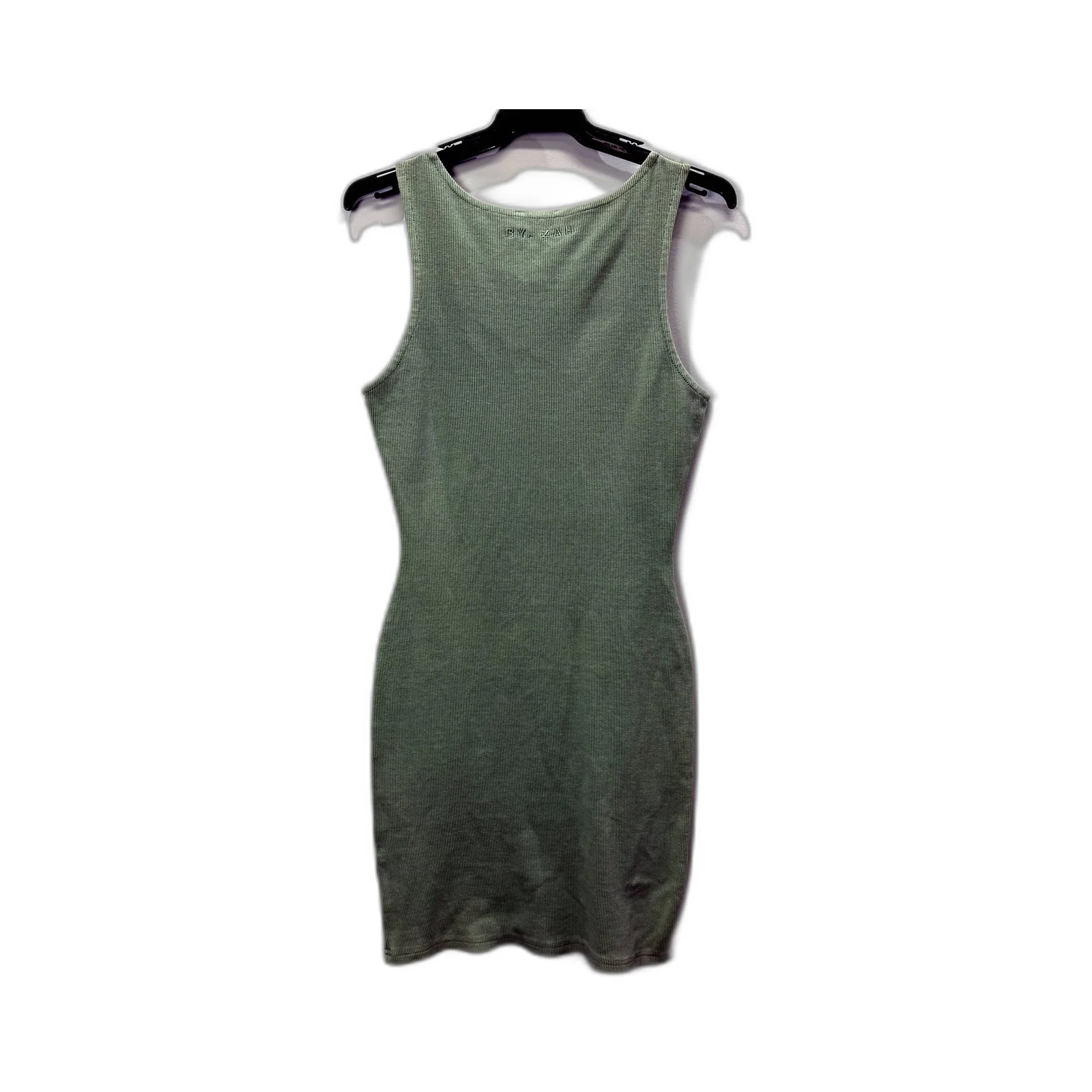 By Zah Womens Ribbed Tank Dress Olive Green Bodycon Sleeveless Size 12 NEW - Image 2
