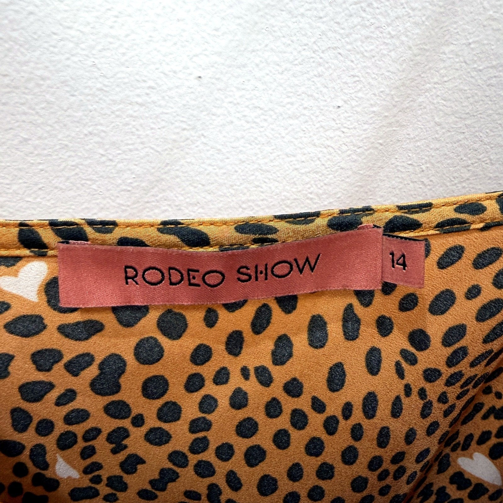Rodeo Show Womens Leopard Print Wrap Dress Spaghetti Strap Casual Size 14 - Image 3