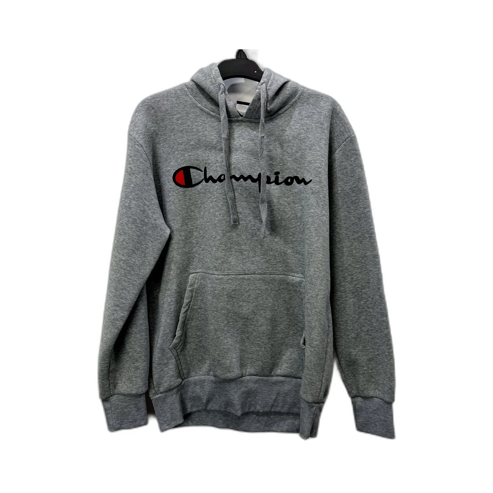 Champion Mens Gray Pullover Sweatshirt with Hooded Cotton Design, Size S