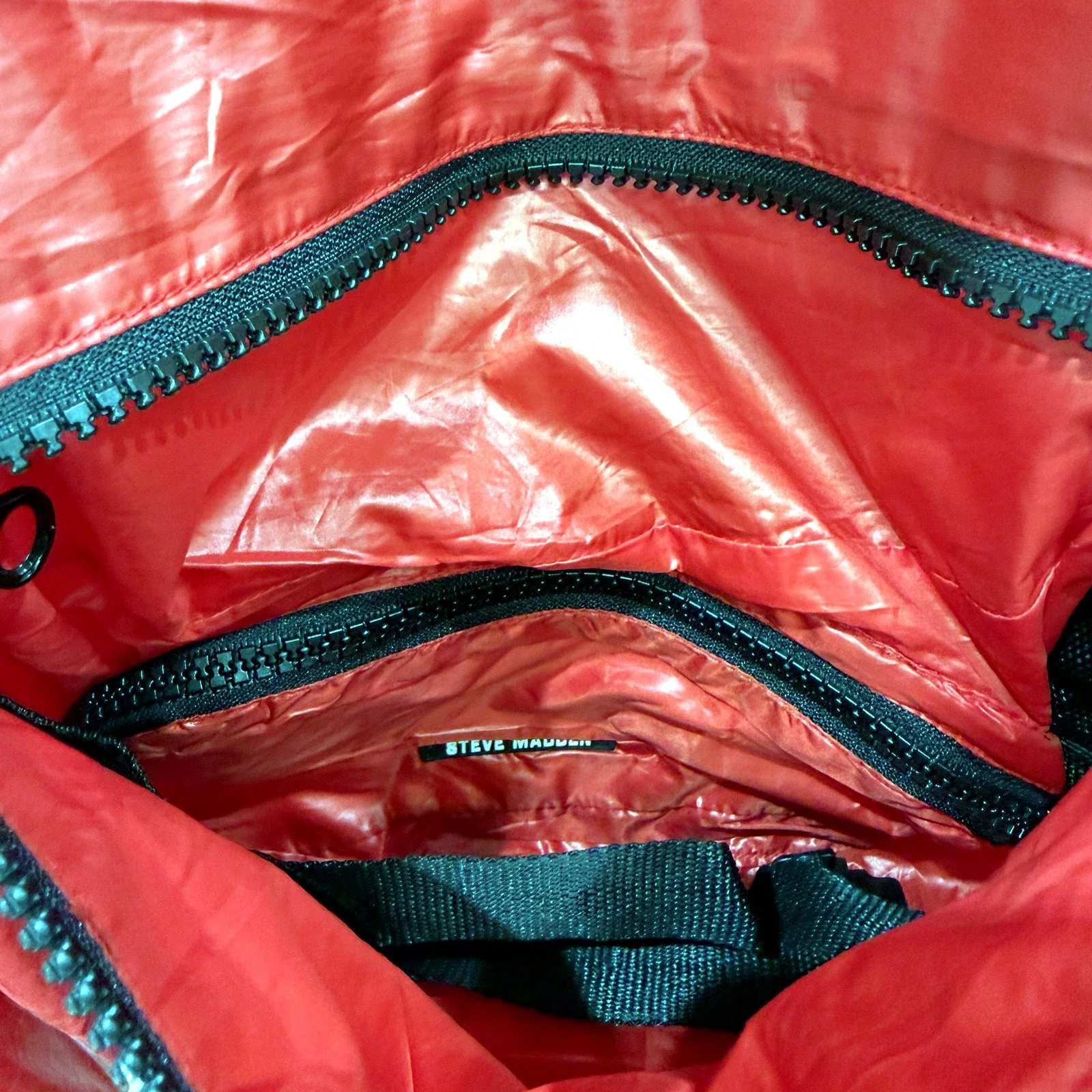 Steve Madden Womens Lightweight Hooded Windbreaker Jacket Bright Red Size S - Image 3