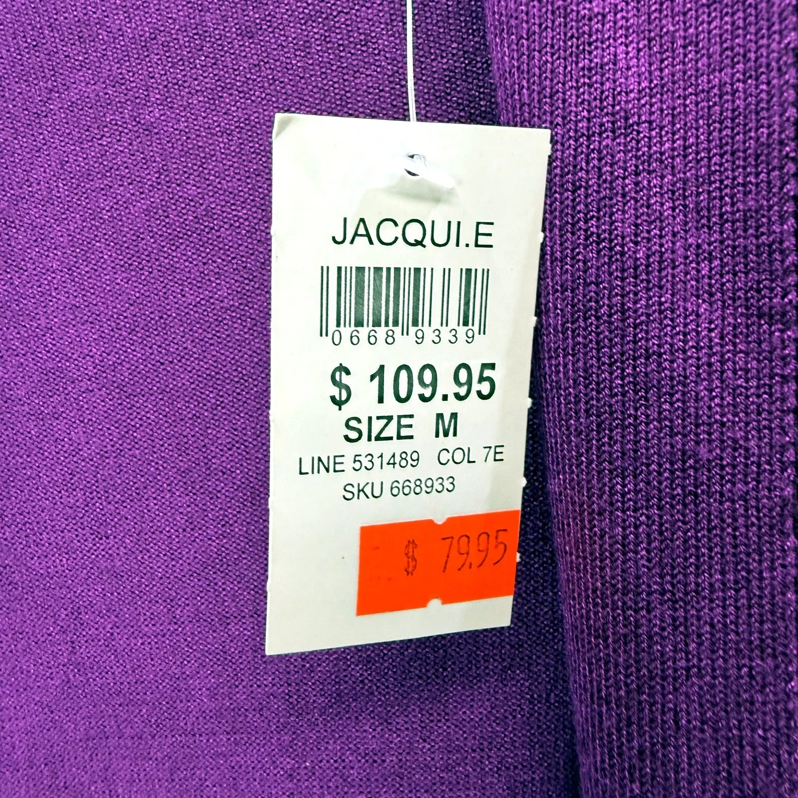 Jacquie Womens Open Front Cardigan Sweater Viscose Nylon Purple Size M NEW - Image 3
