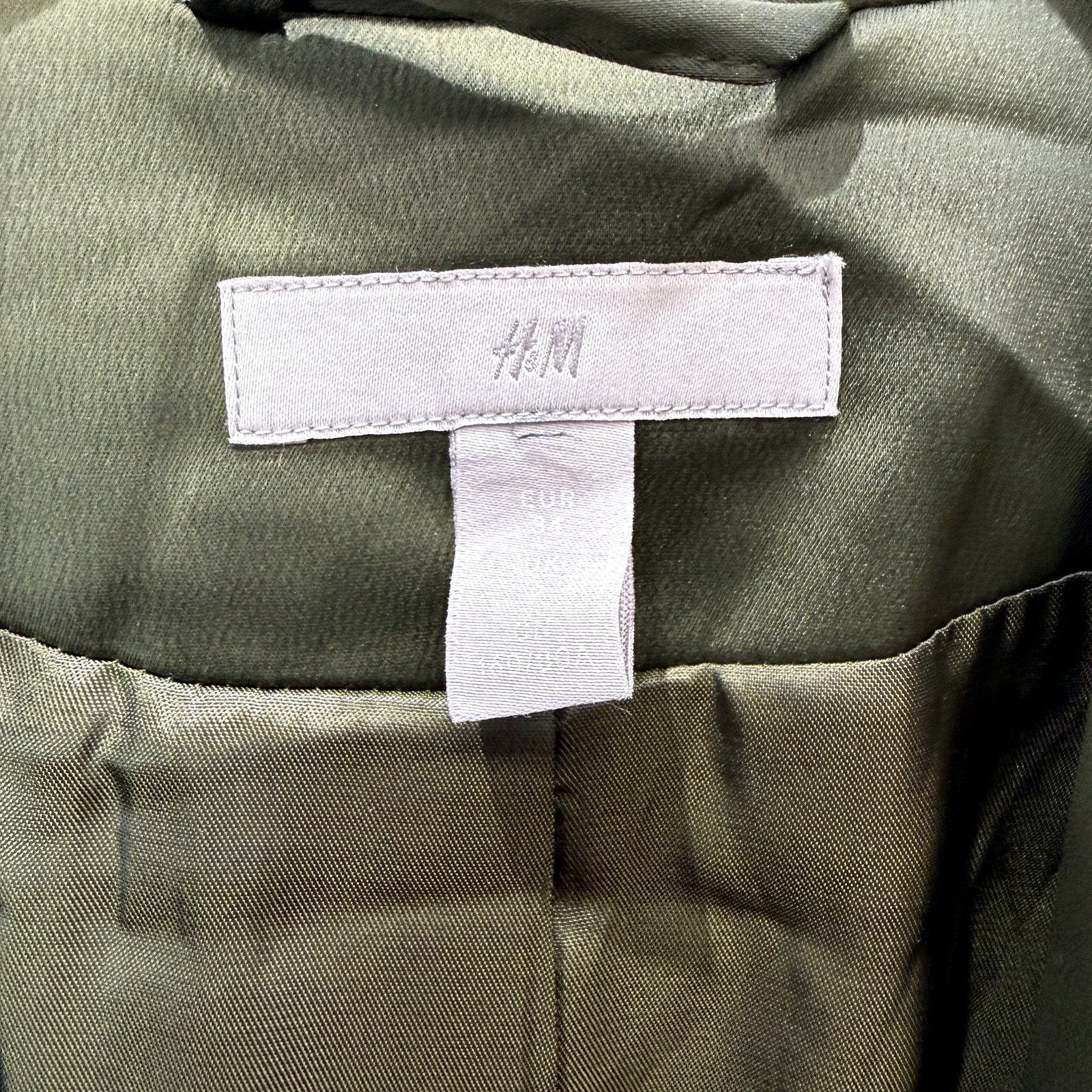 H&M Womens Dress Jacket Olive Green Lightweight Belted Trench Coat for XXS NEW - Image 4