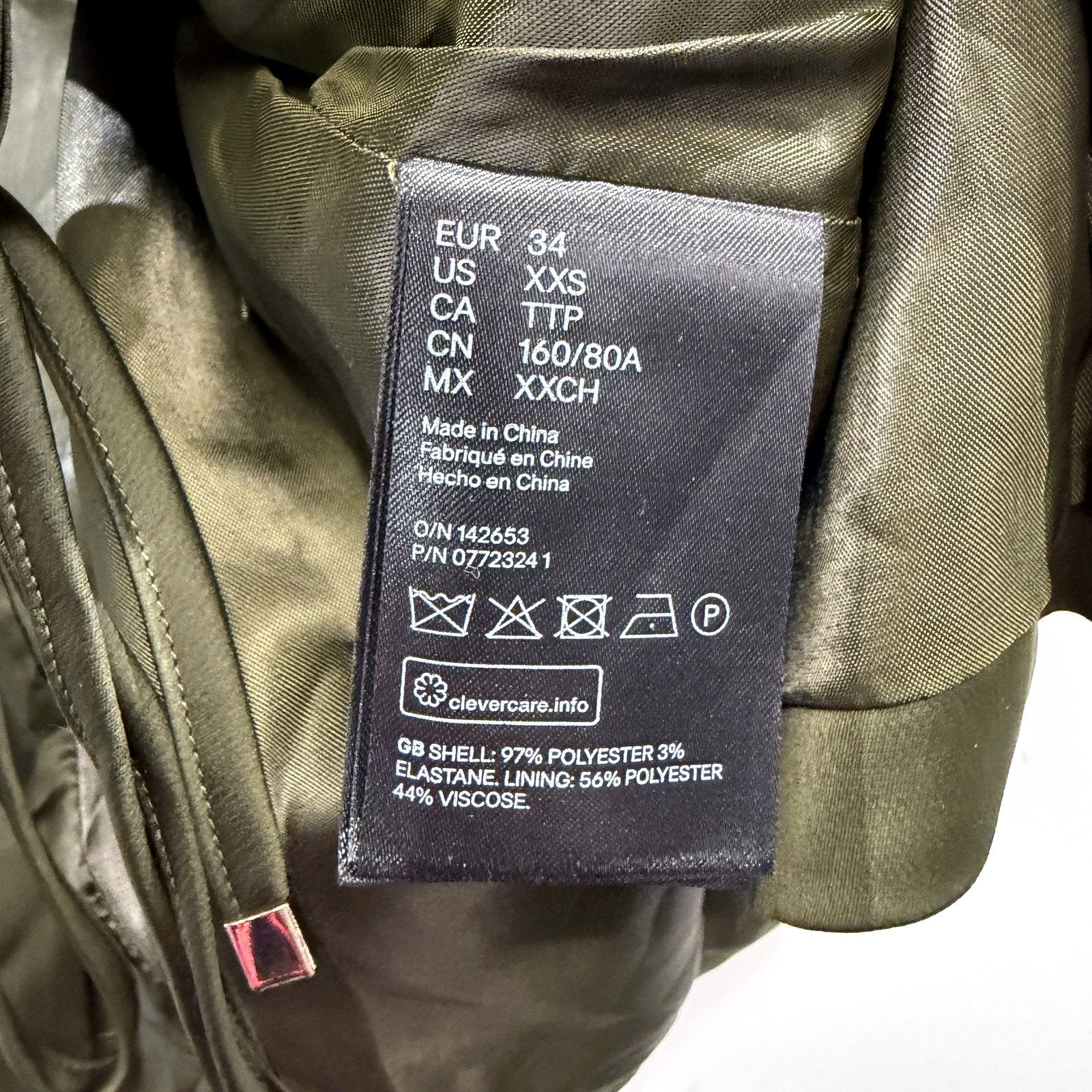 H&M Womens Dress Jacket Olive Green Lightweight Belted Trench Coat for XXS NEW - Image 5