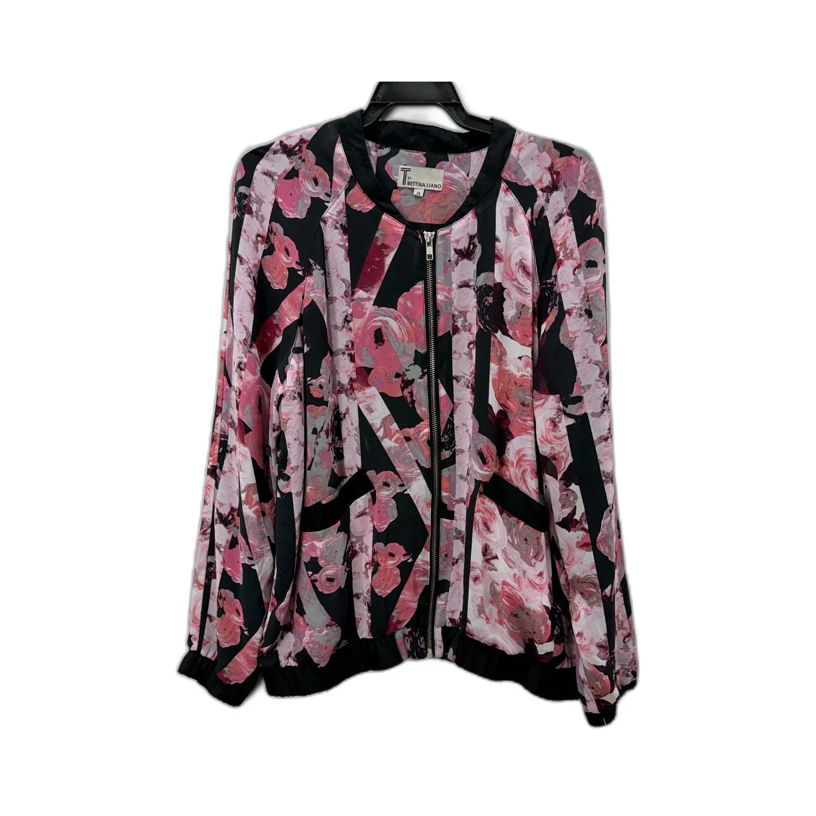 Bettina Liano Womens Floral Print Jacket Lightweight Casual Multi Color Size 14 - Image 2