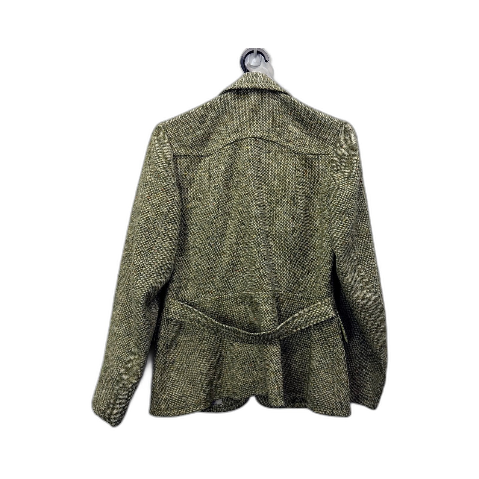Tweed Blazer Womens Green/Gray Tailored Vintage Wool Blend Jacket Size Small - Image 2