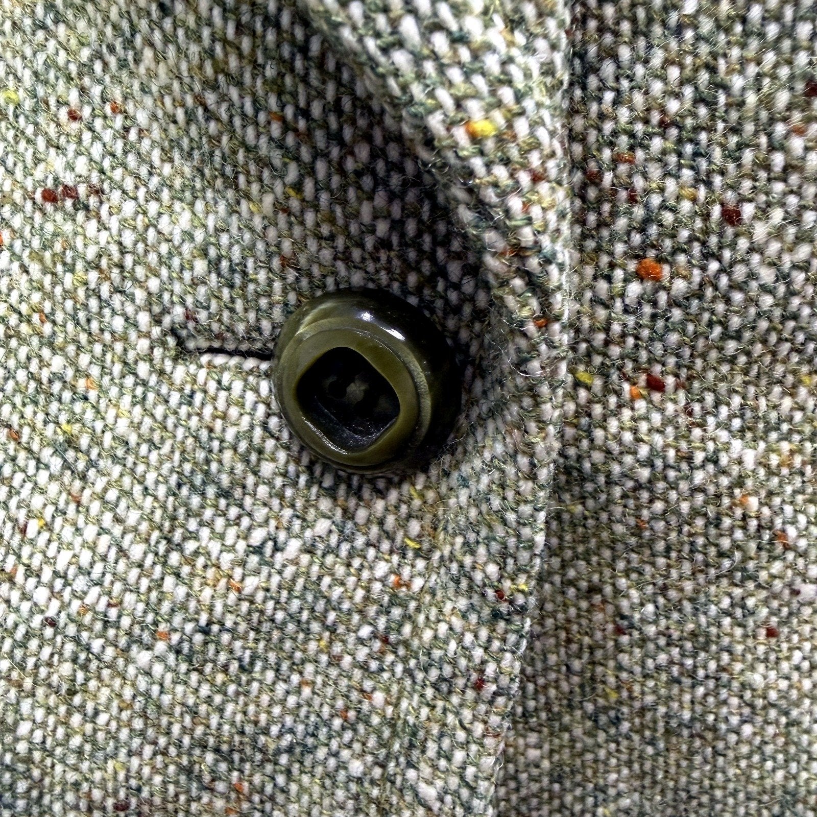 Tweed Blazer Womens Green/Gray Tailored Vintage Wool Blend Jacket Size Small - Image 3
